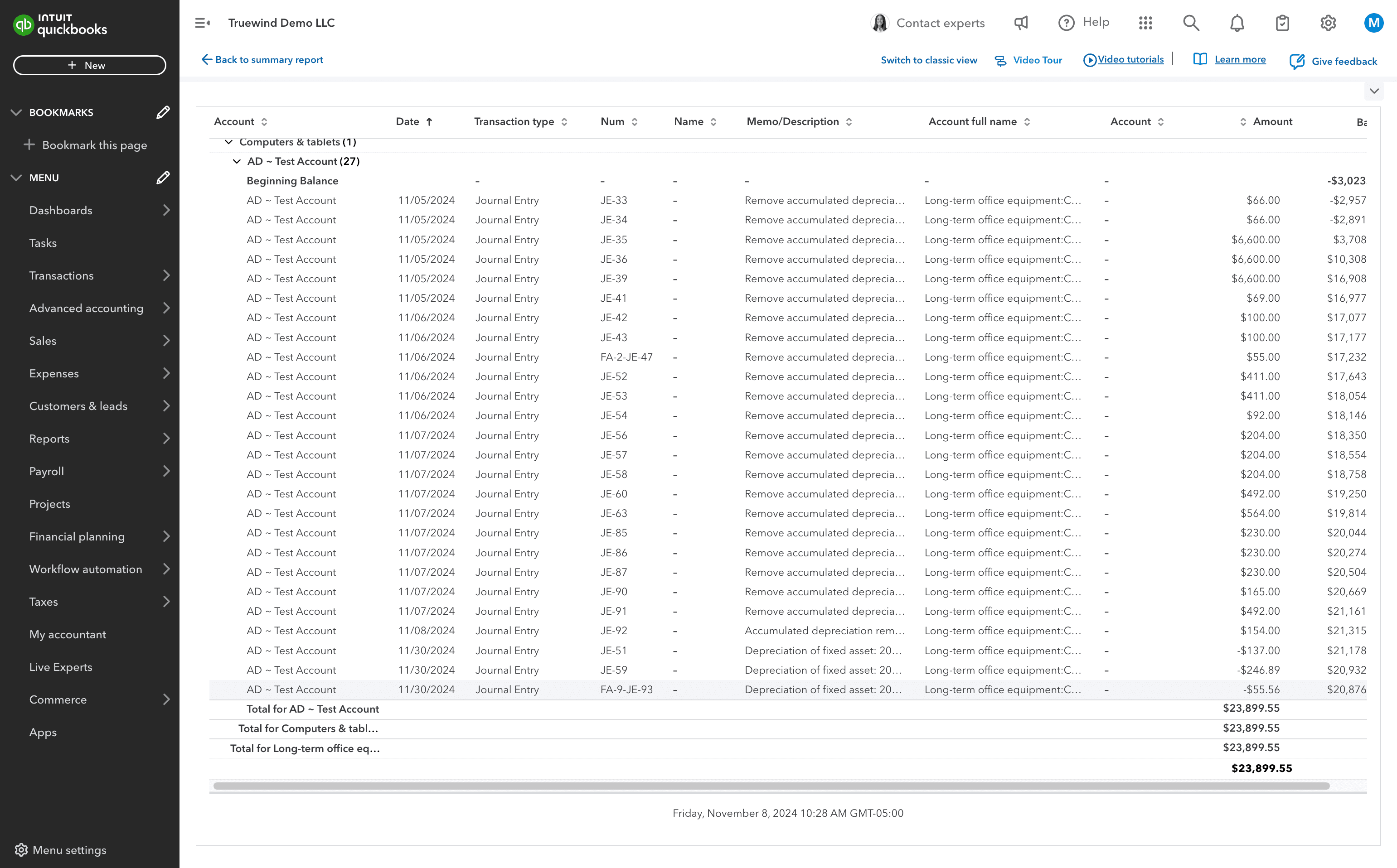 Screenshot showing Select -$55.56