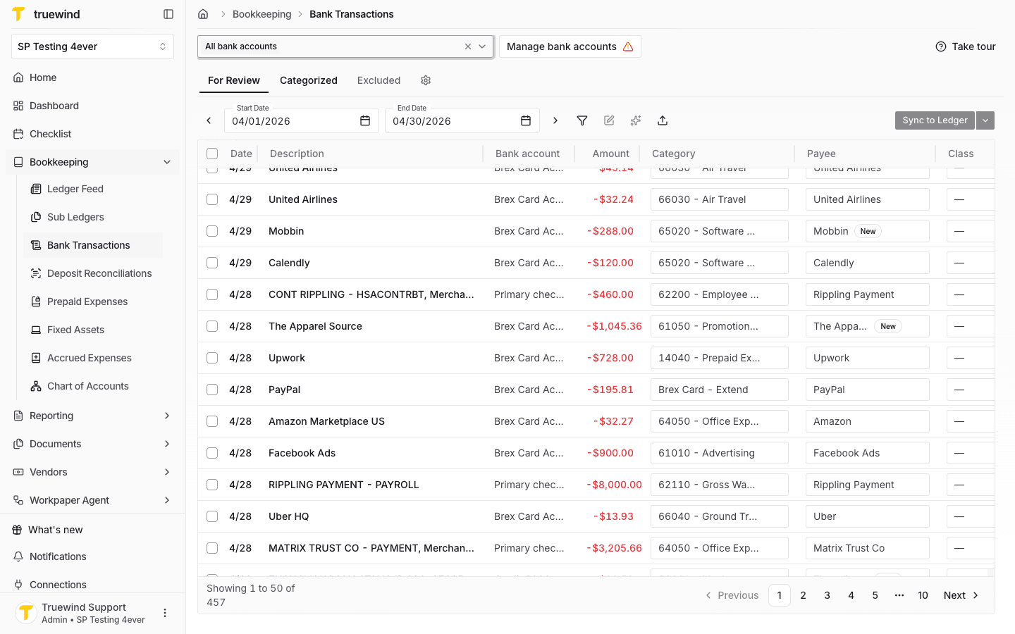Screenshot showing an Upwork transaction categorized as Prepaid Expenses