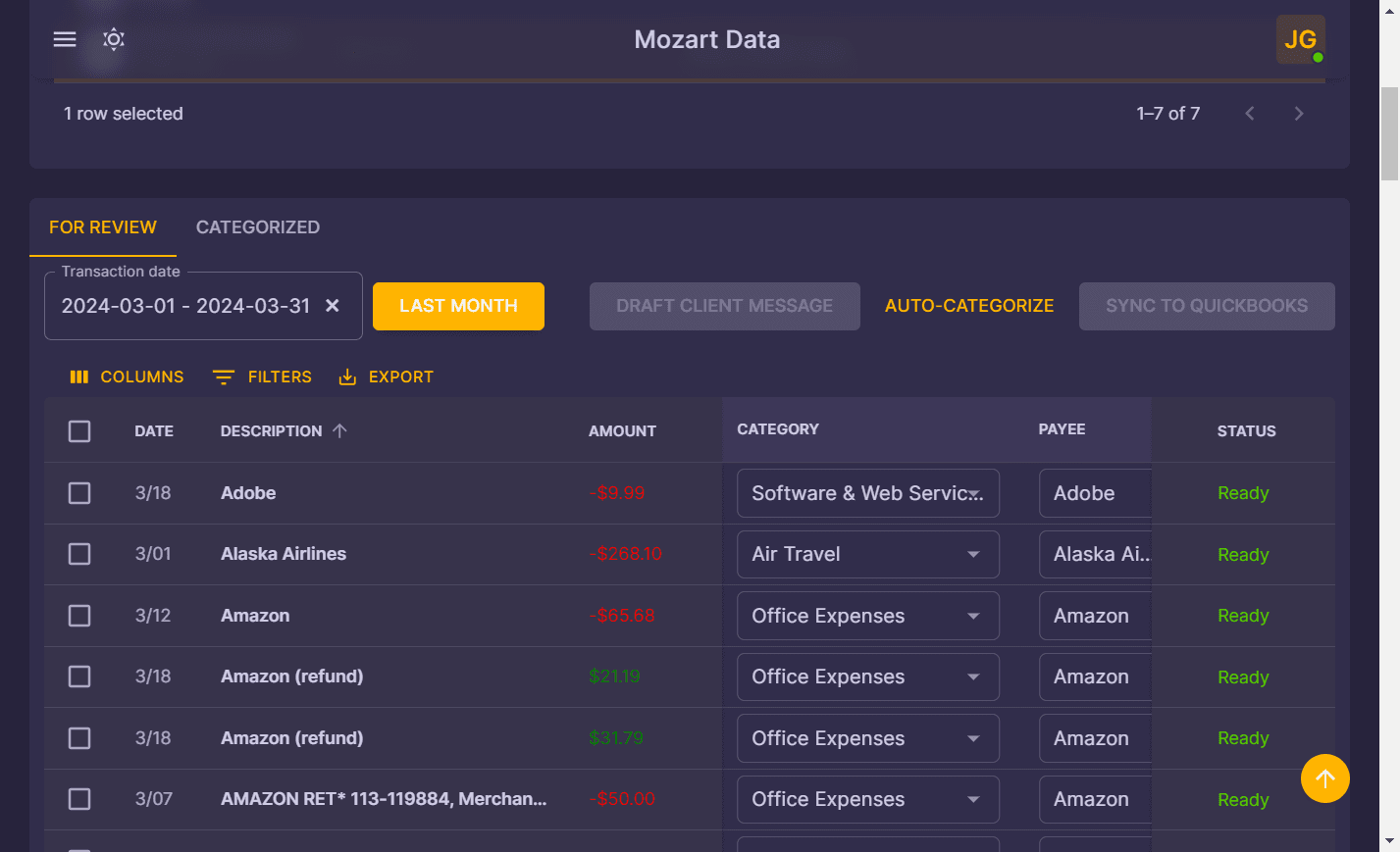 Screenshot showing Select the Transaction date