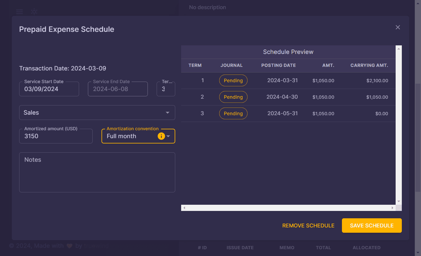 Screenshot showing The Schedule Preview will now be automatically calculated