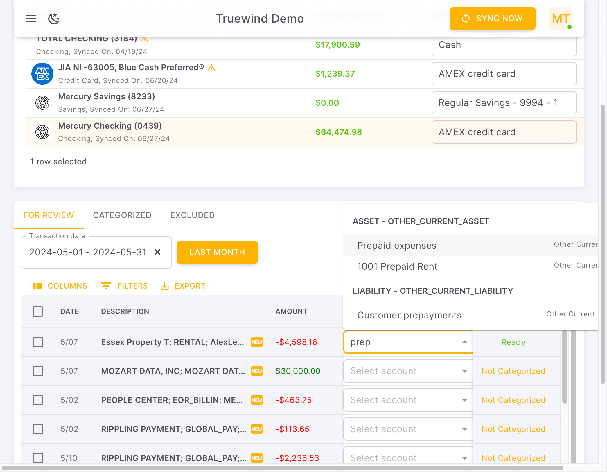 Screenshot showing Tag it as Prepaid Expenses