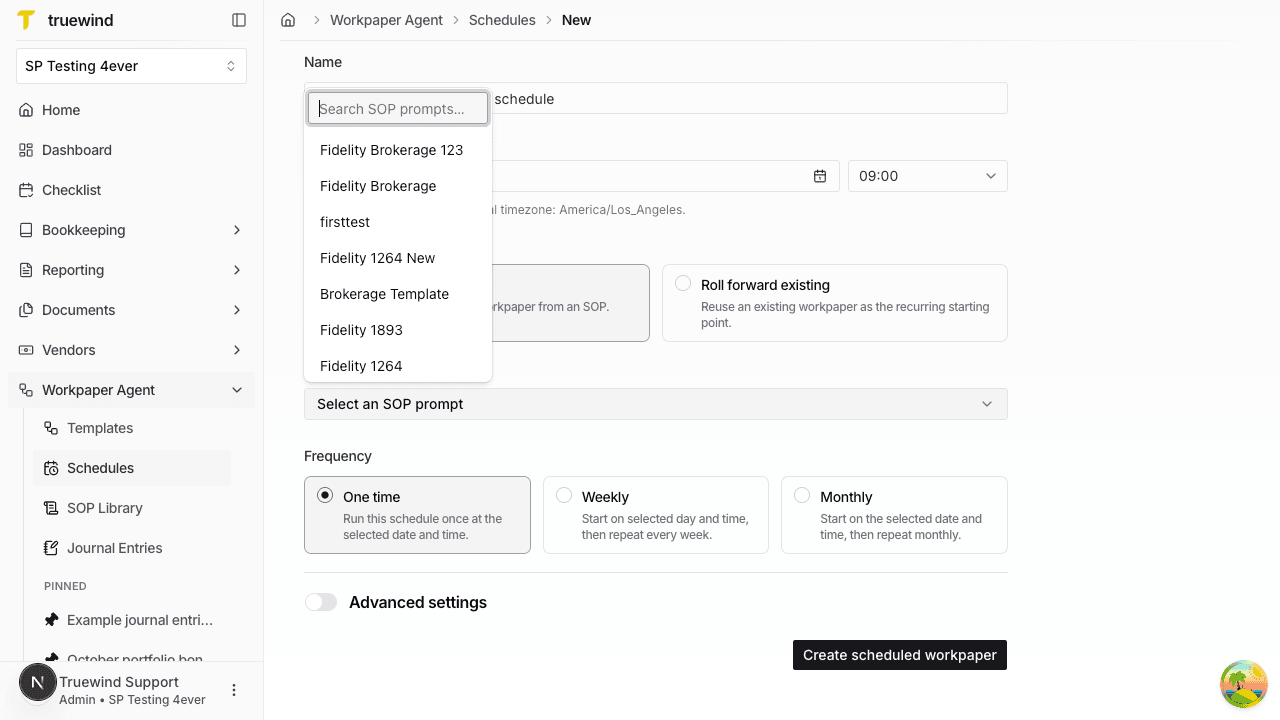 Screenshot showing the execution mode options for Start fresh and Roll forward existing.