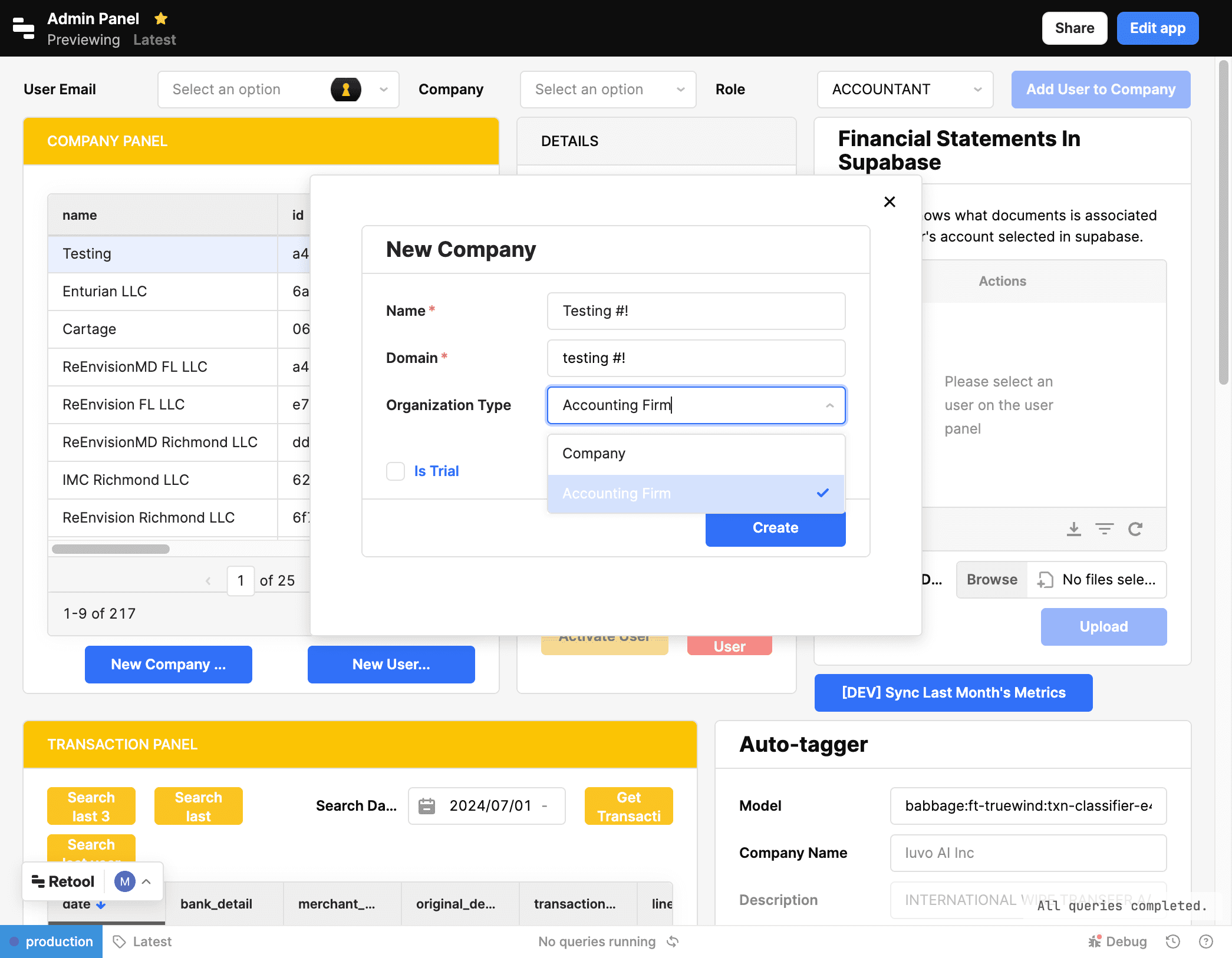 Screenshot showing Choose Organization Type