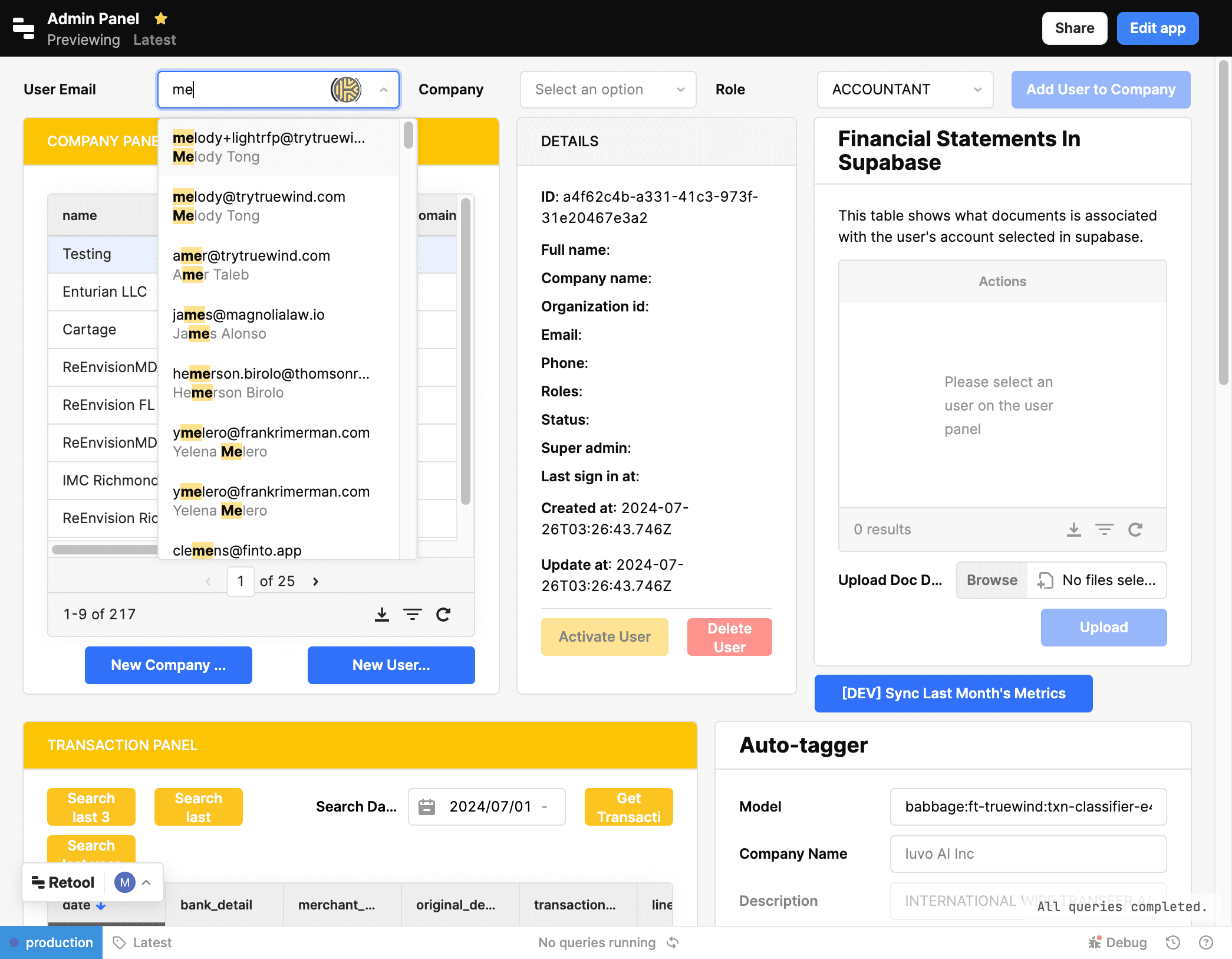 Screenshot showing Add user by selecting email