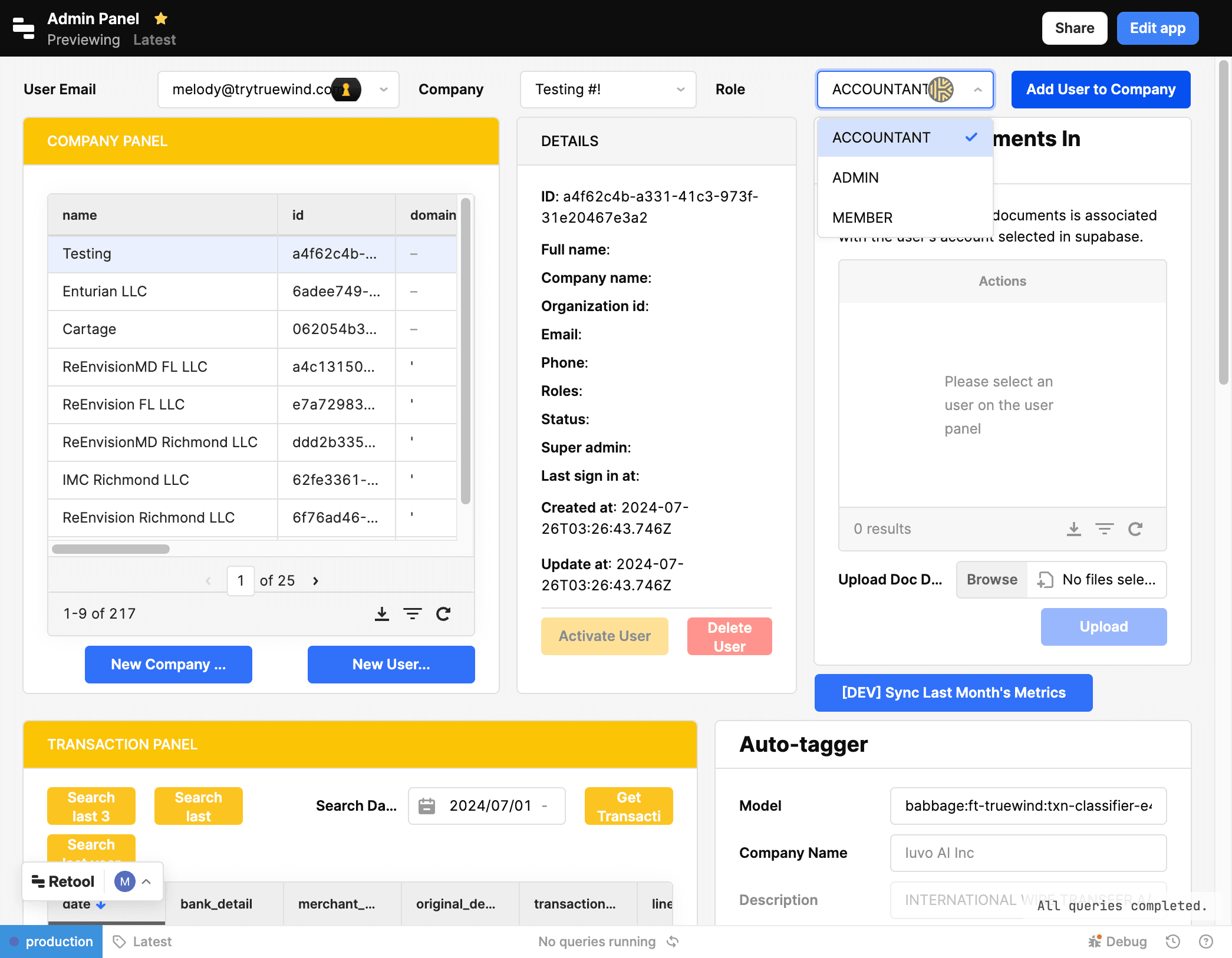 Screenshot showing Click Add User to Company