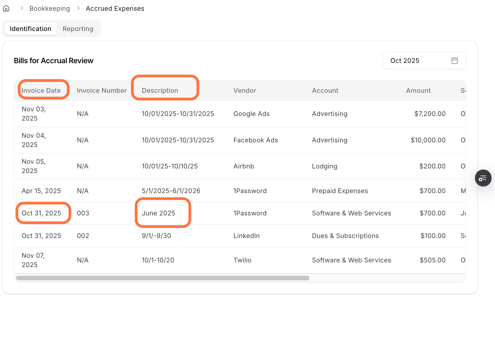 Screenshot showing the posting entrypoint in Accrued Expenses