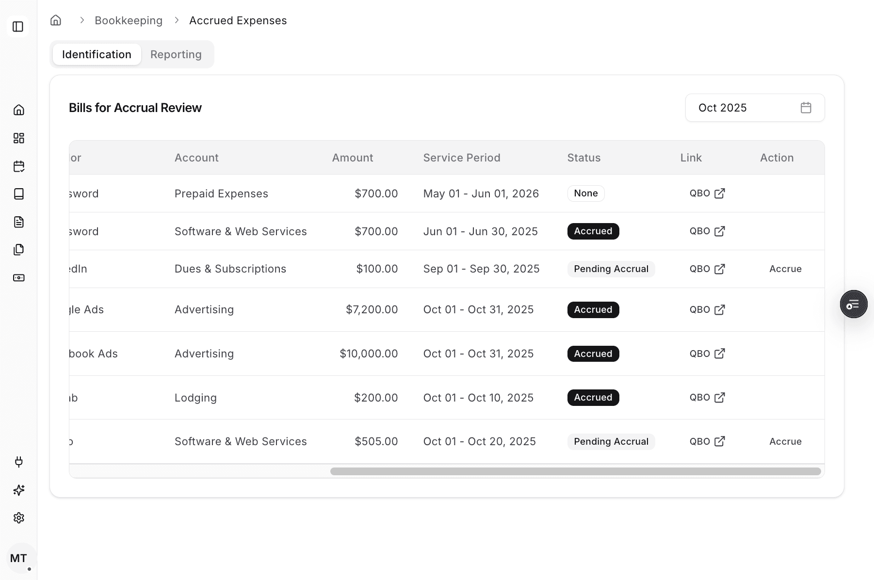 Screenshot showing the Accrued status after posting