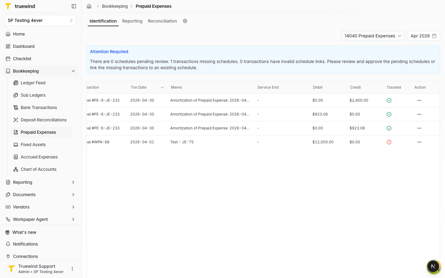 Identification table after closing the delete confirmation dialog