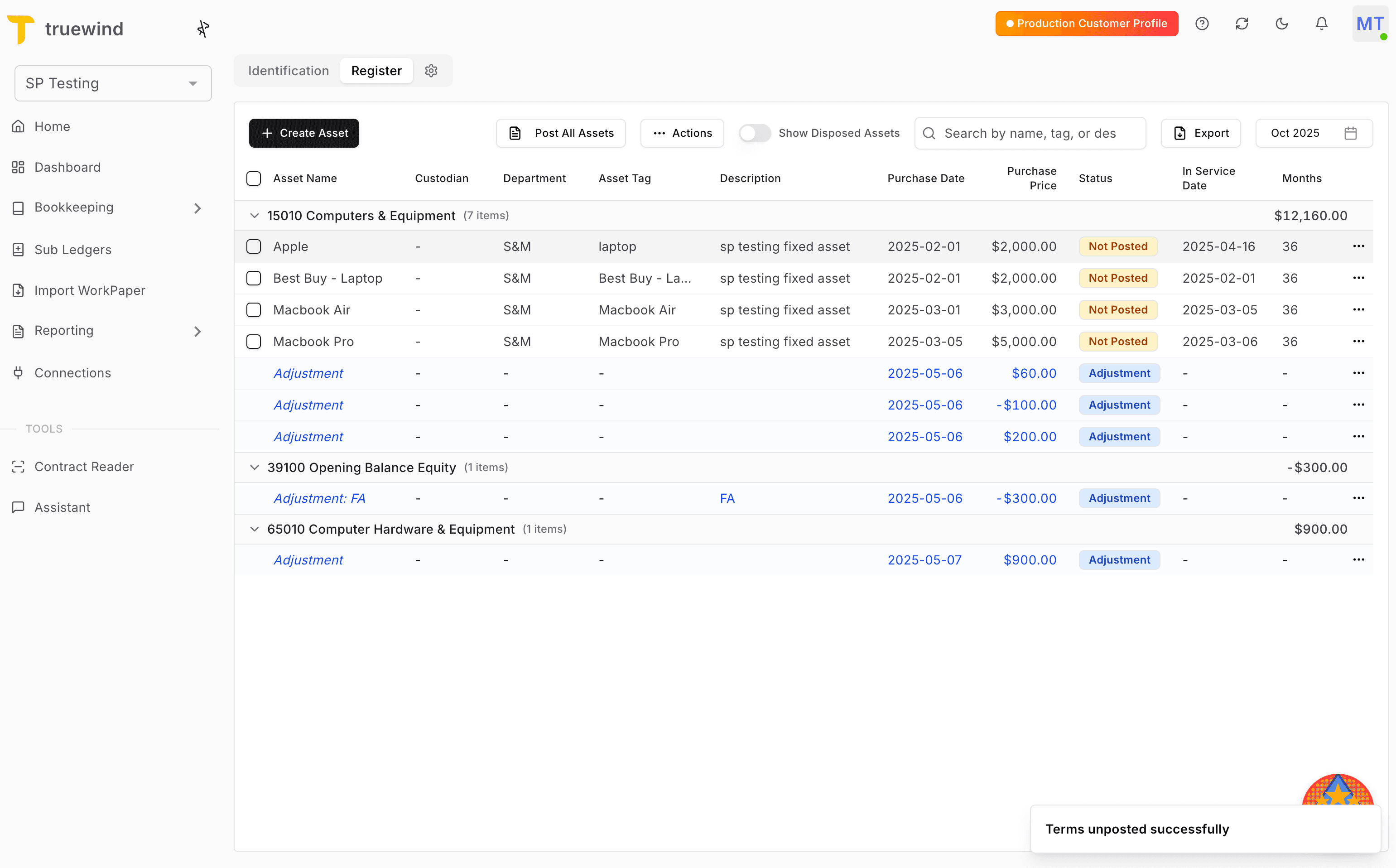 Screenshot showing Status changes from Posted to Not Posted JE is also deleted in GL