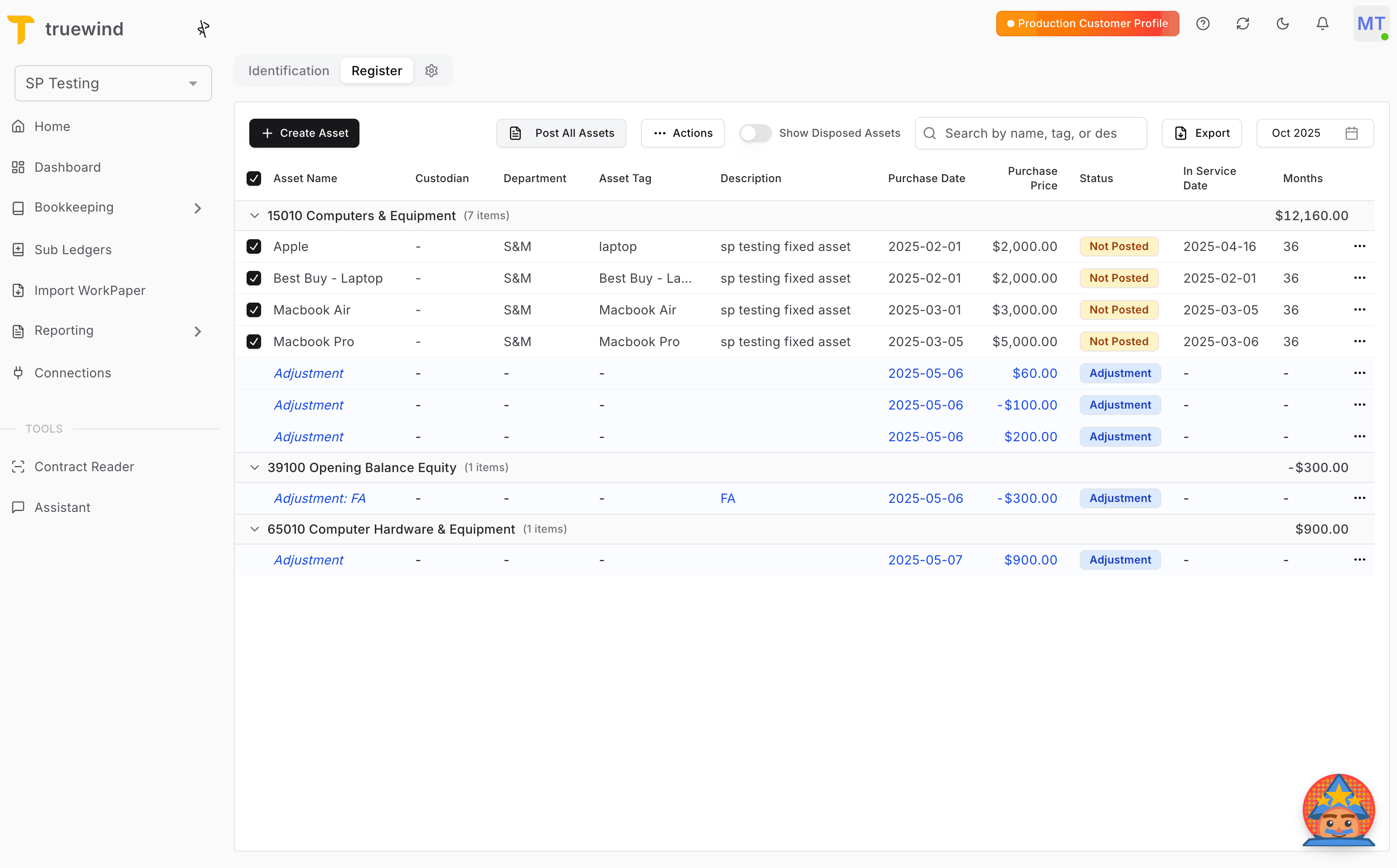 Screenshot showing For bulk-posted JEs