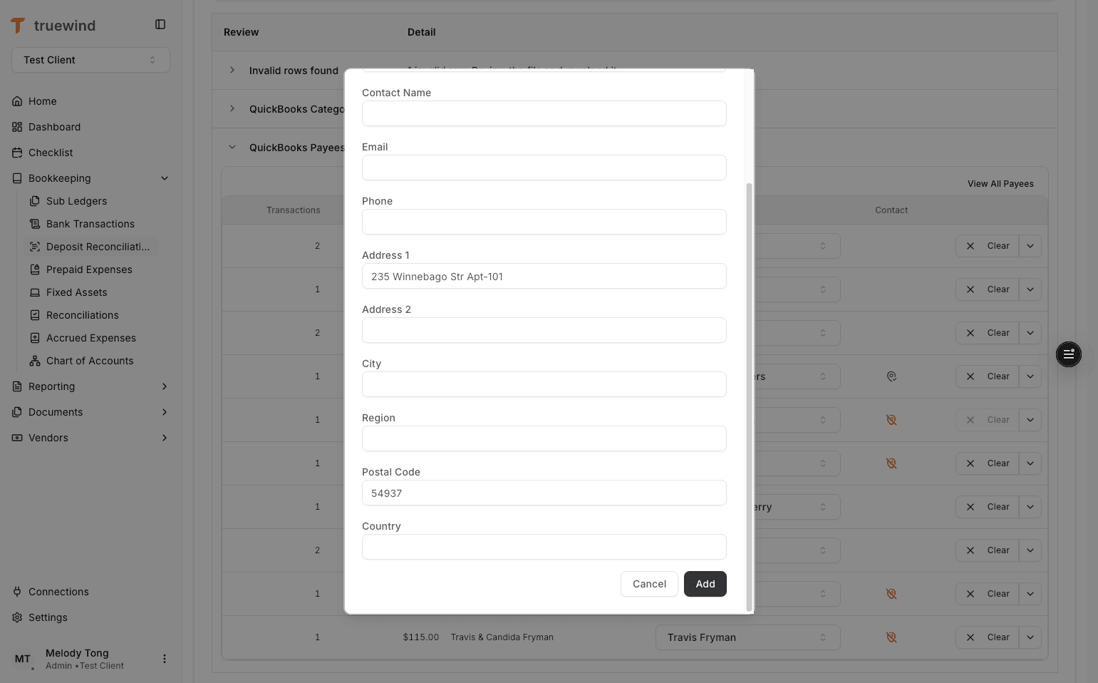 Screenshot showing Add in the new payee flow