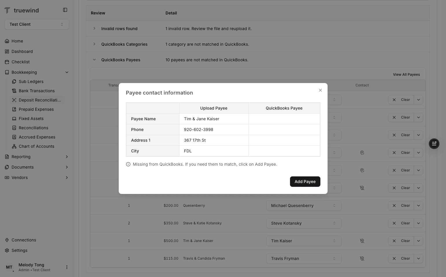 Screenshot showing new payee guidance