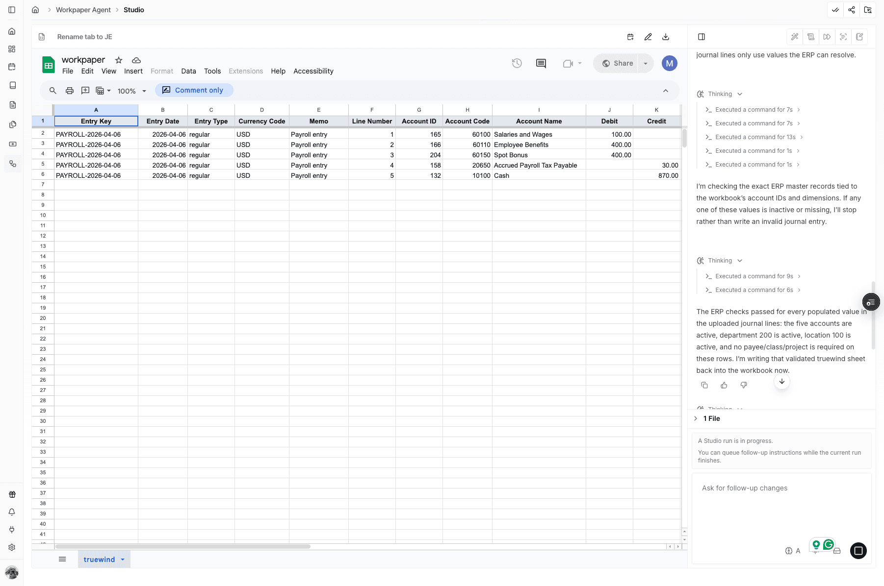 Screenshot showing mapping checks for accounts, payees, and dimensions