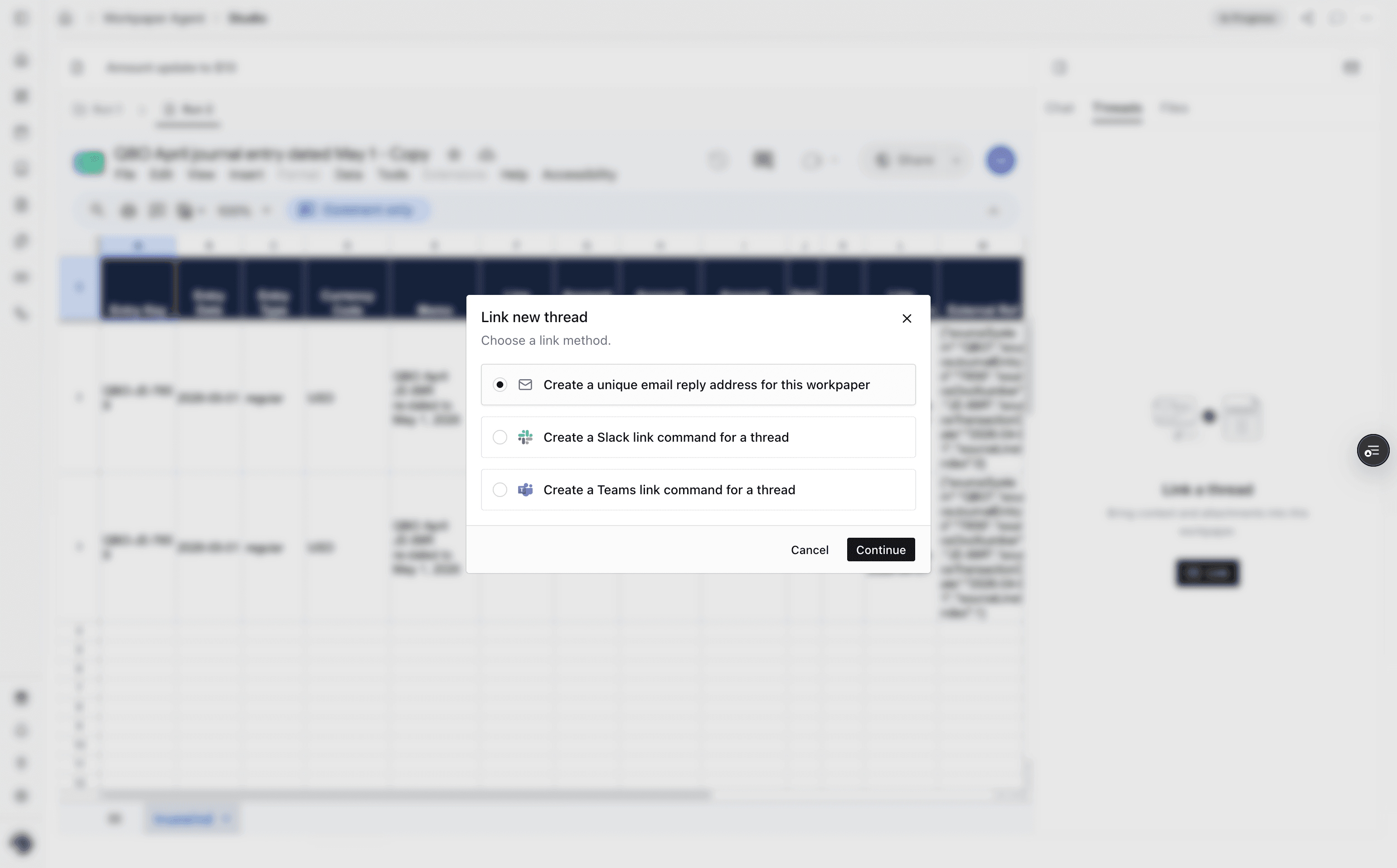 Screenshot showing the Email option and Continue button