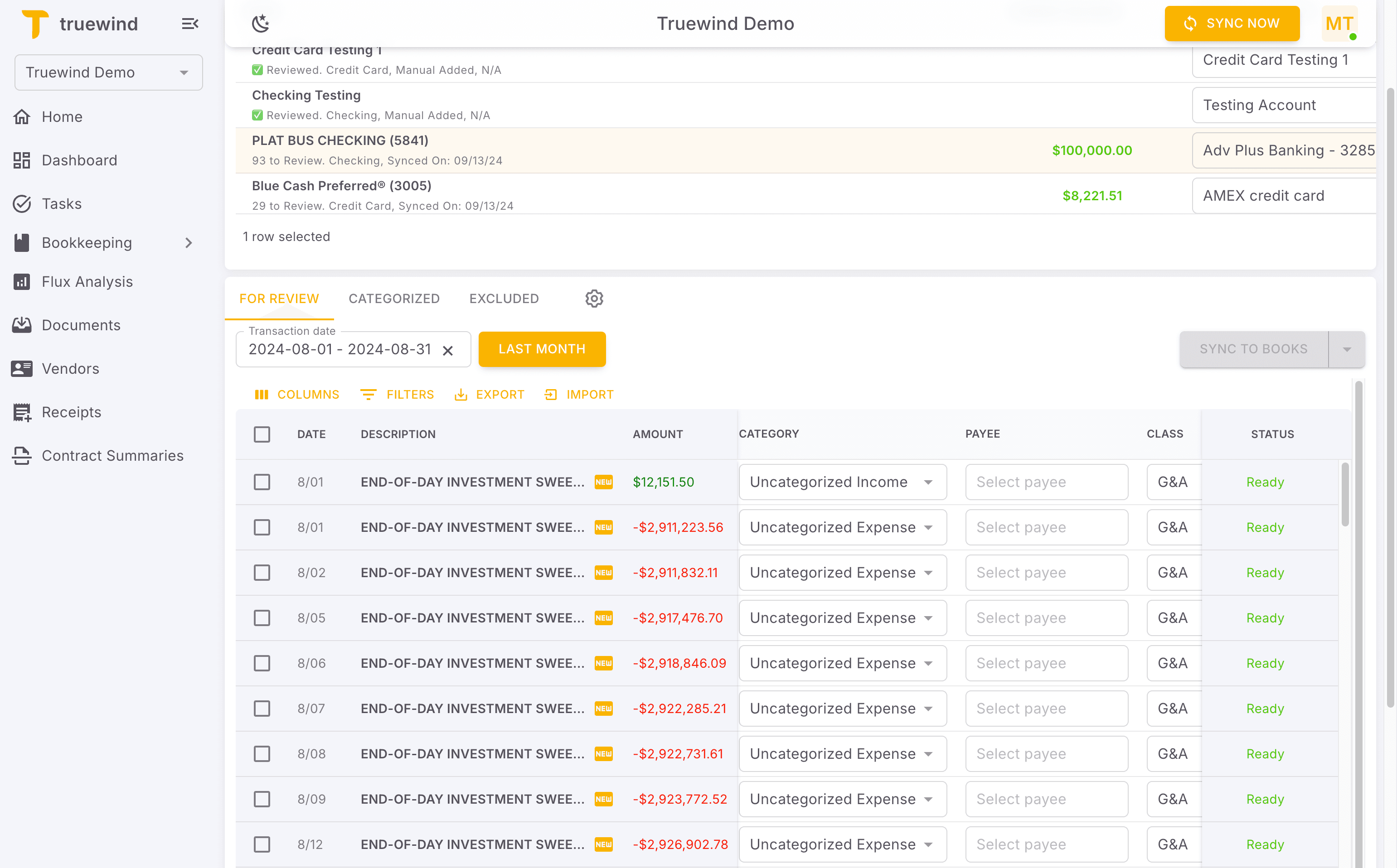 Screenshot showing Click Transaction date…