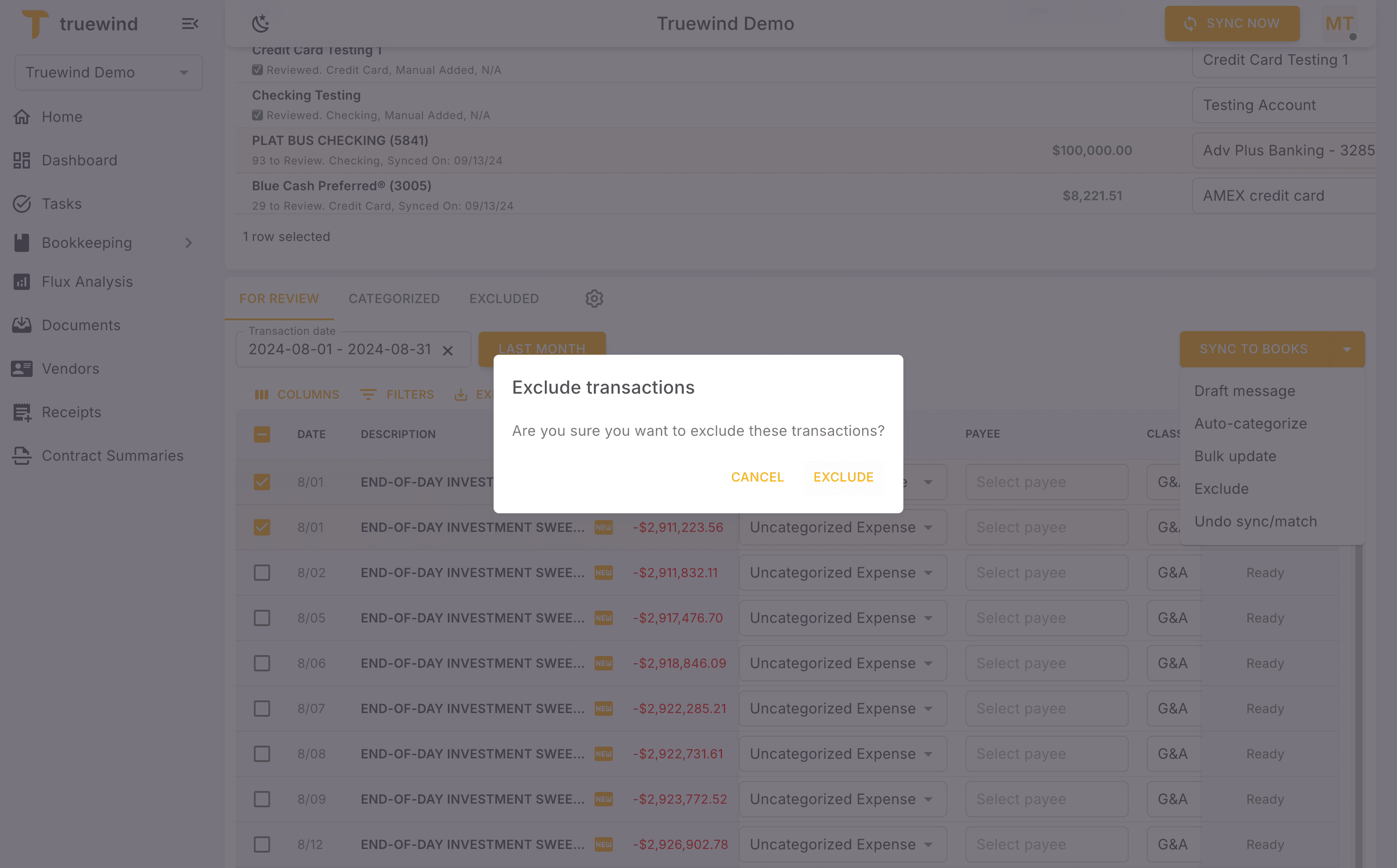Screenshot showing Click EXCLUDE