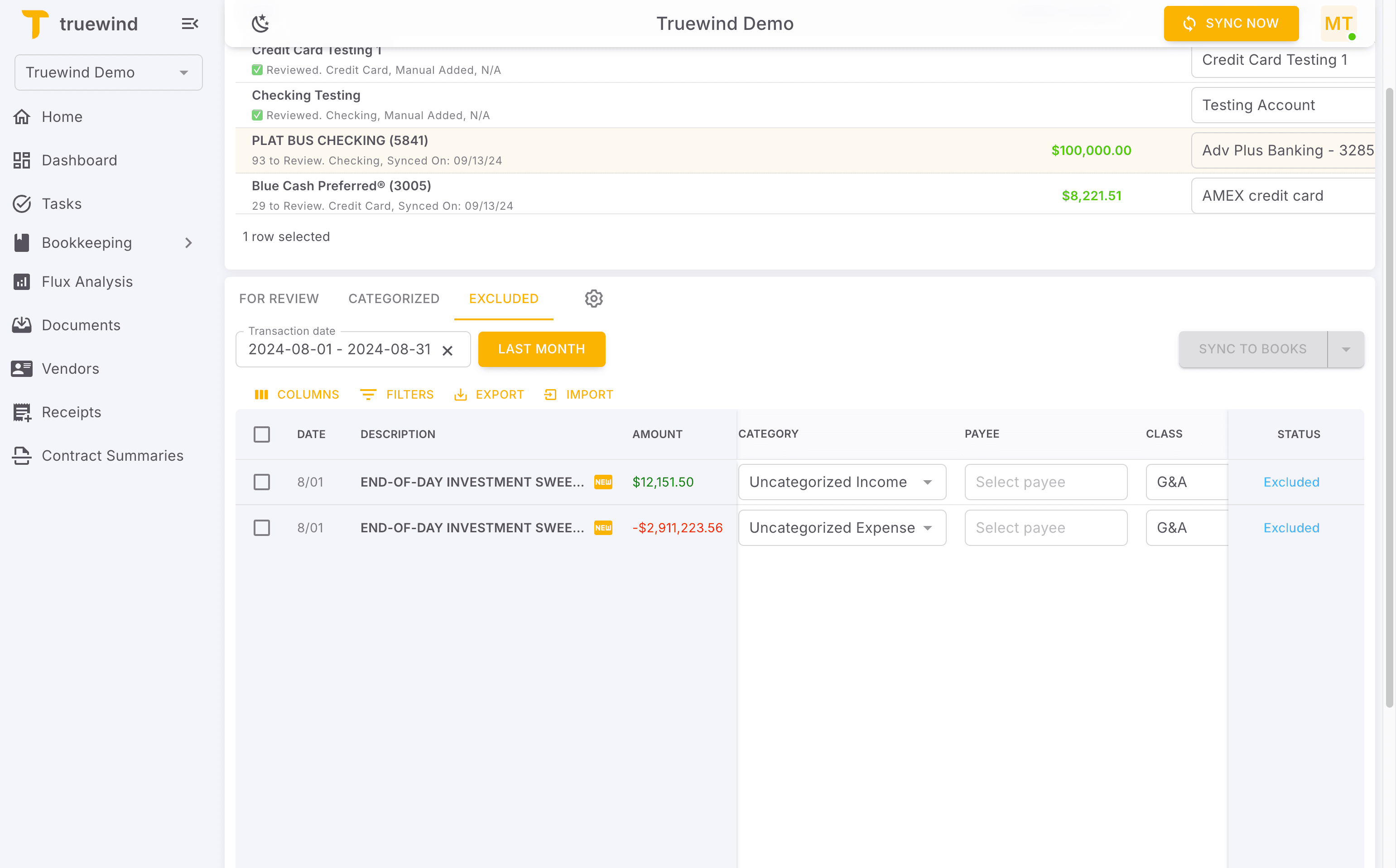 Screenshot showing Click Transaction date…