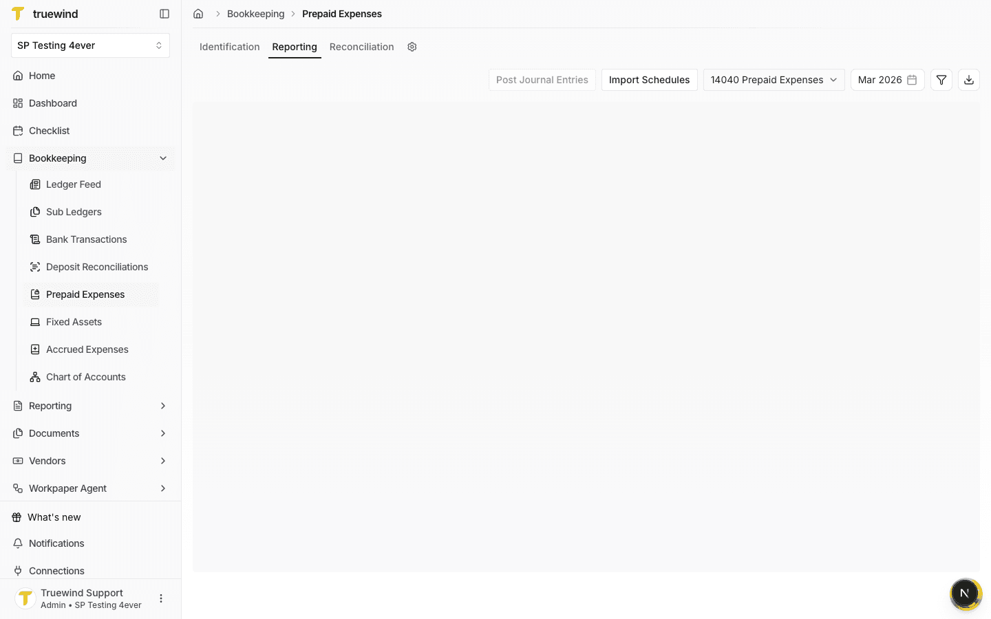 Prepaid Expenses Reporting tab updated to Mar 2026