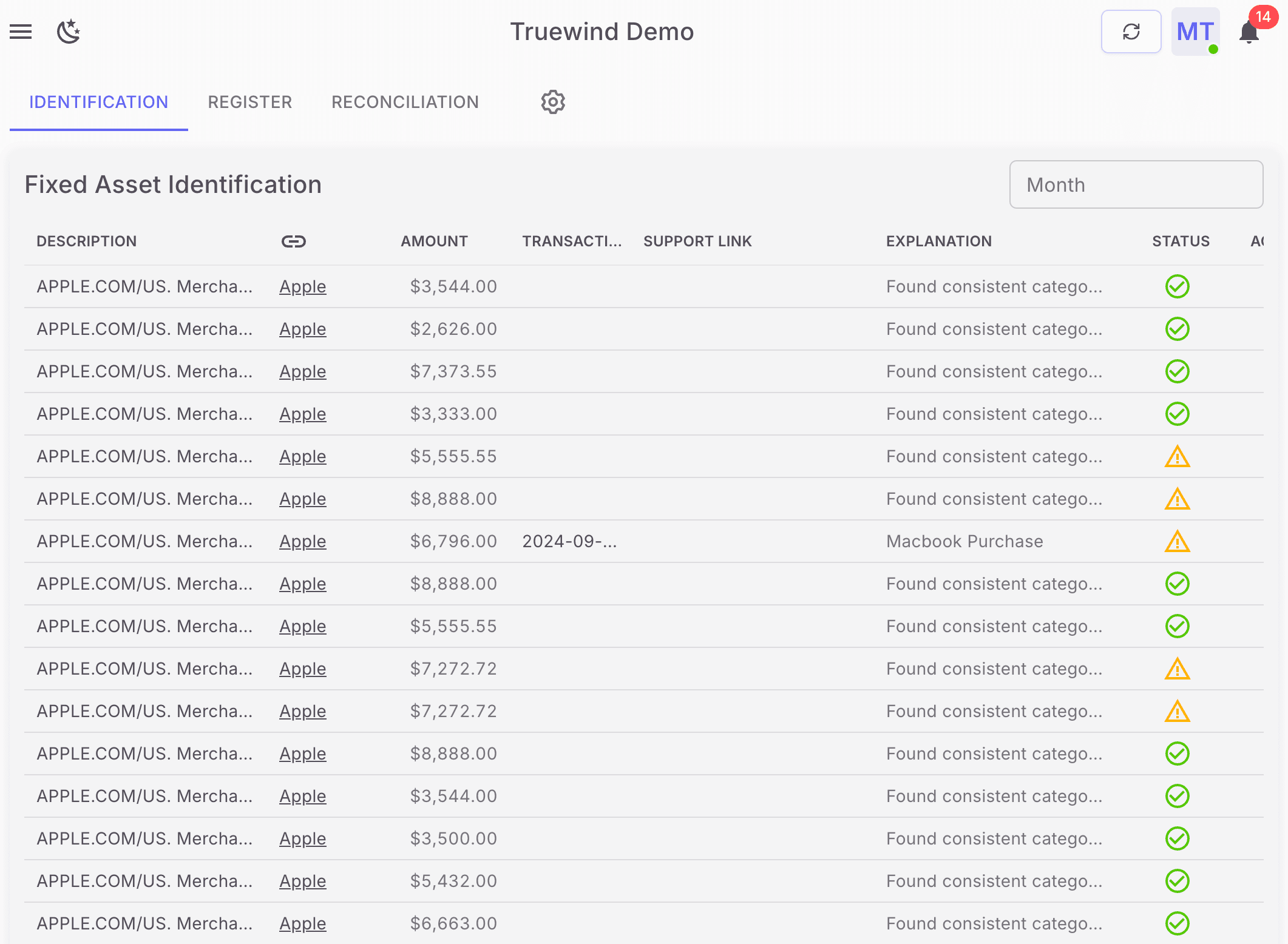 Screenshot showing Open Register