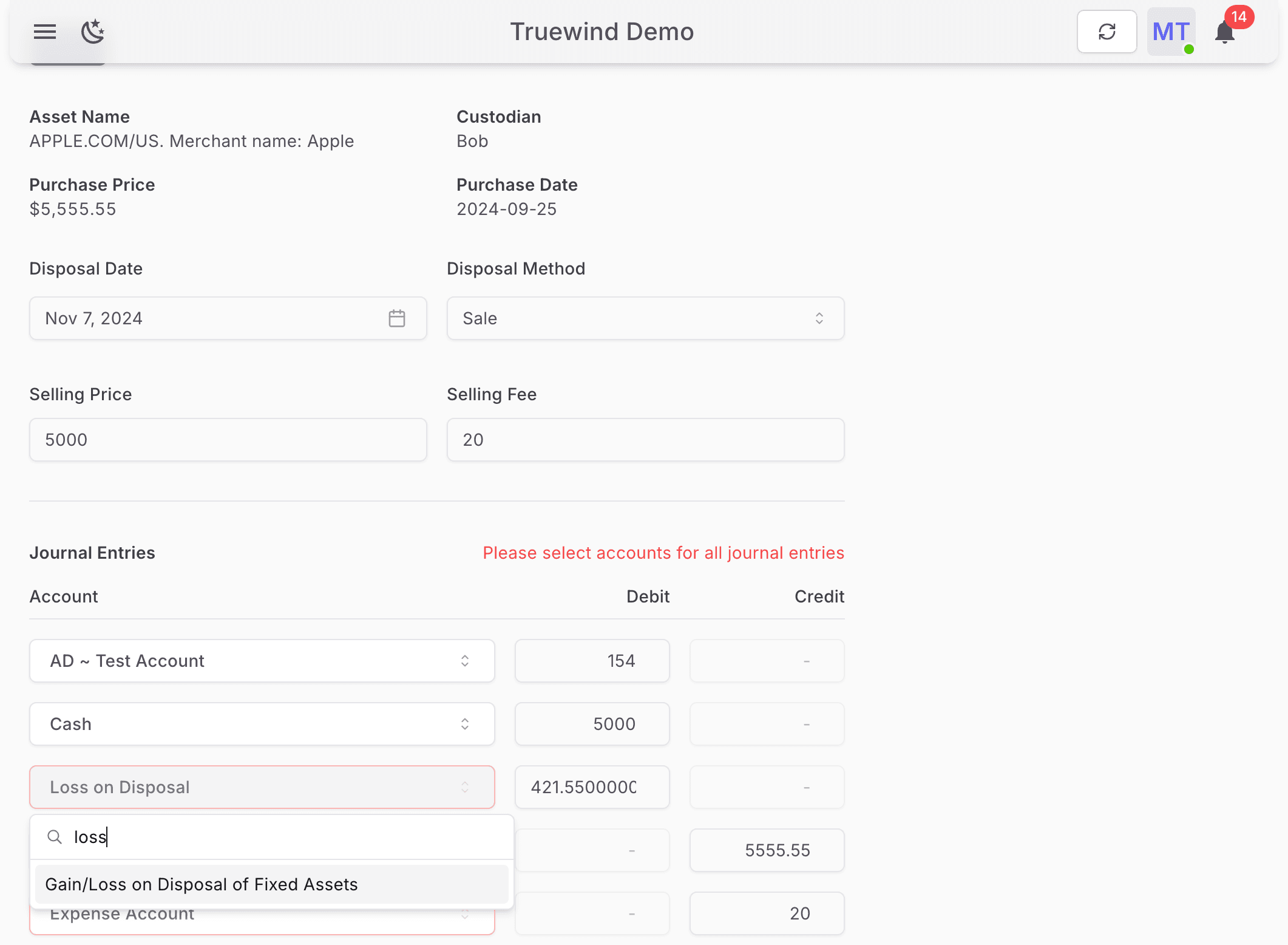 Screenshot showing Enter "loss"