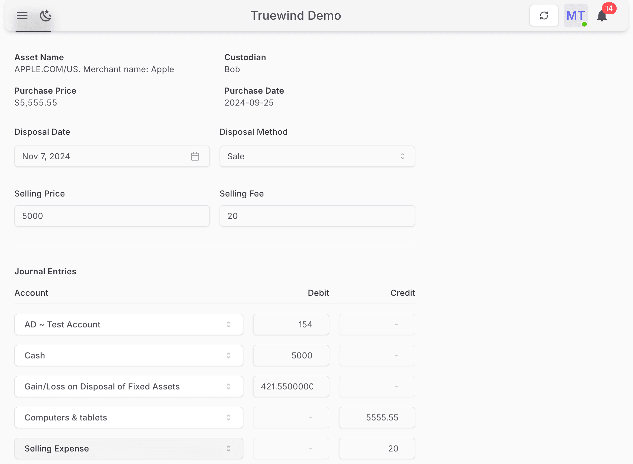 Screenshot showing Select Selling Expense