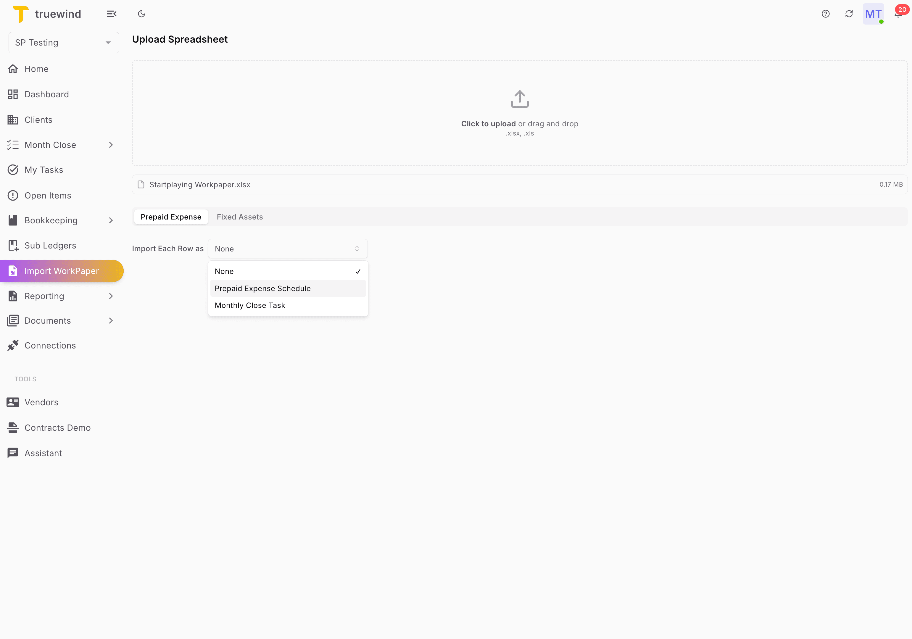 Screenshot showing Use the dropdown to select what you are importing