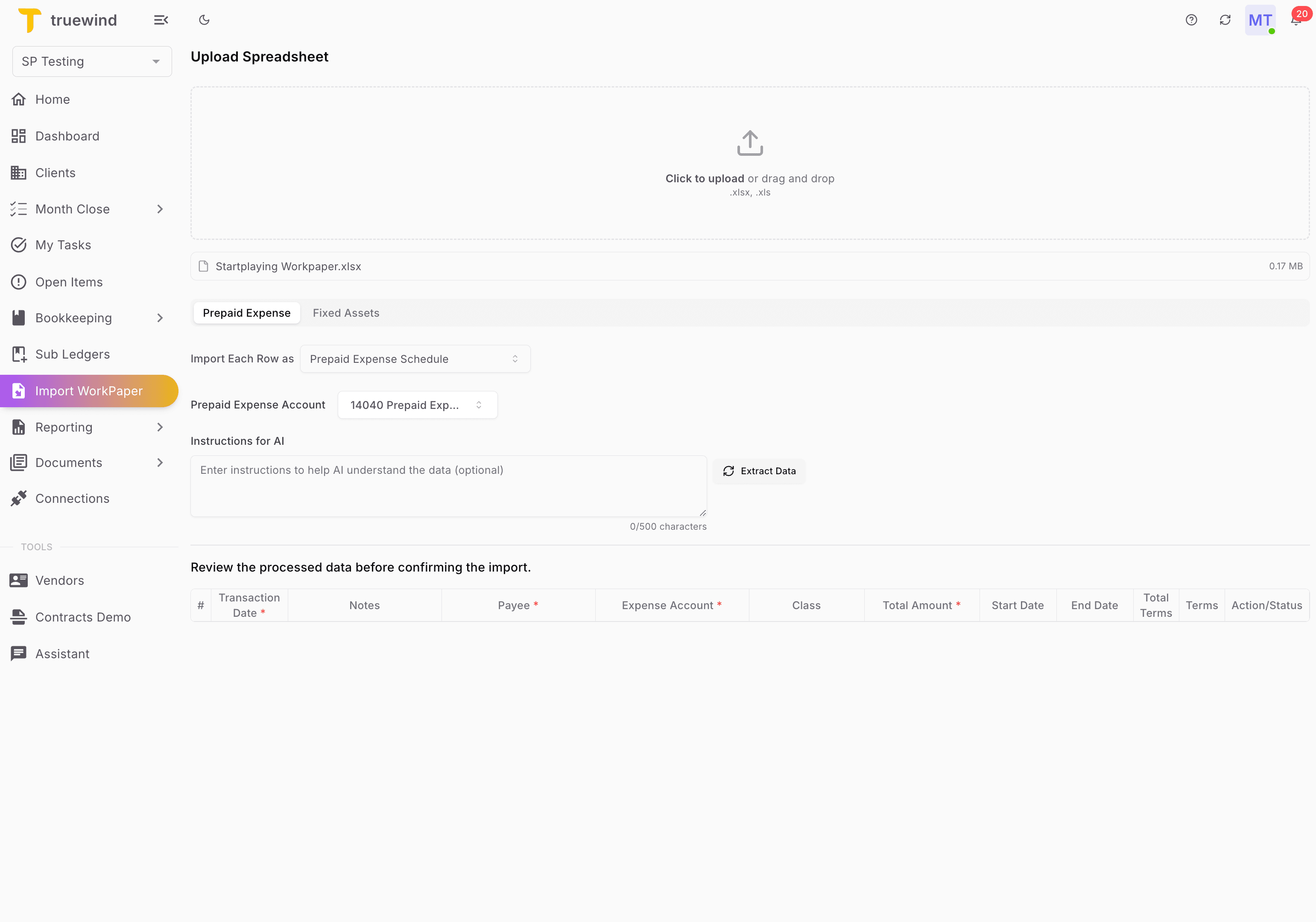 Screenshot showing Select Extract Data
