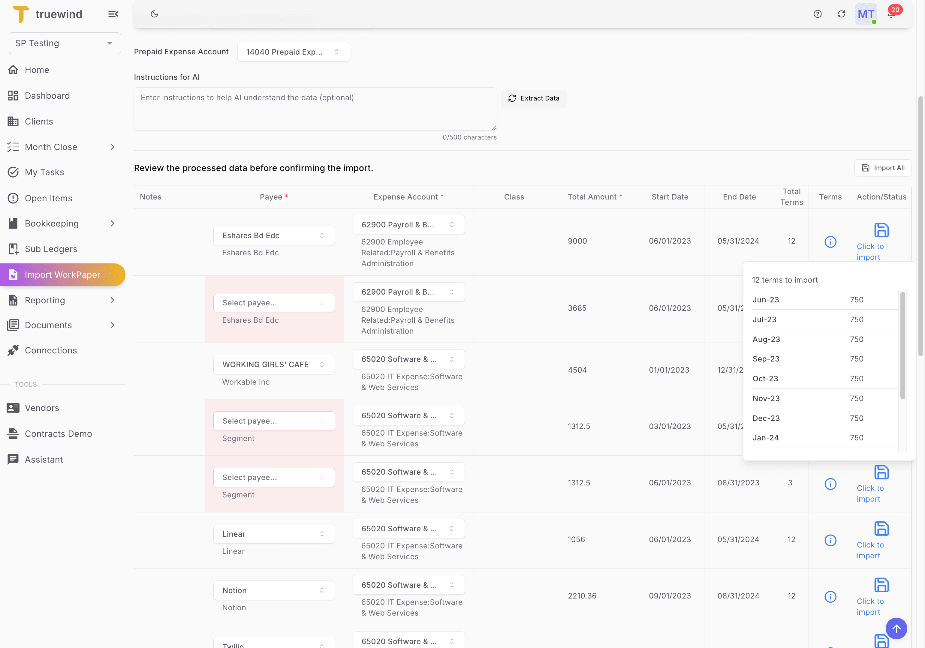 Screenshot showing Review the schedule