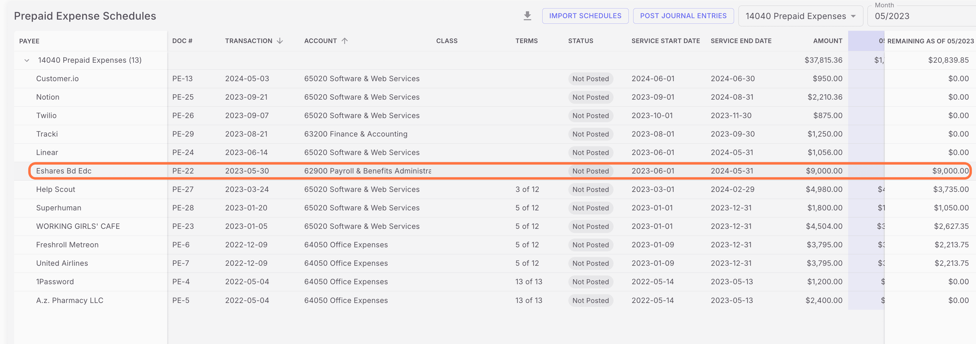 Screenshot showing Review the schedule