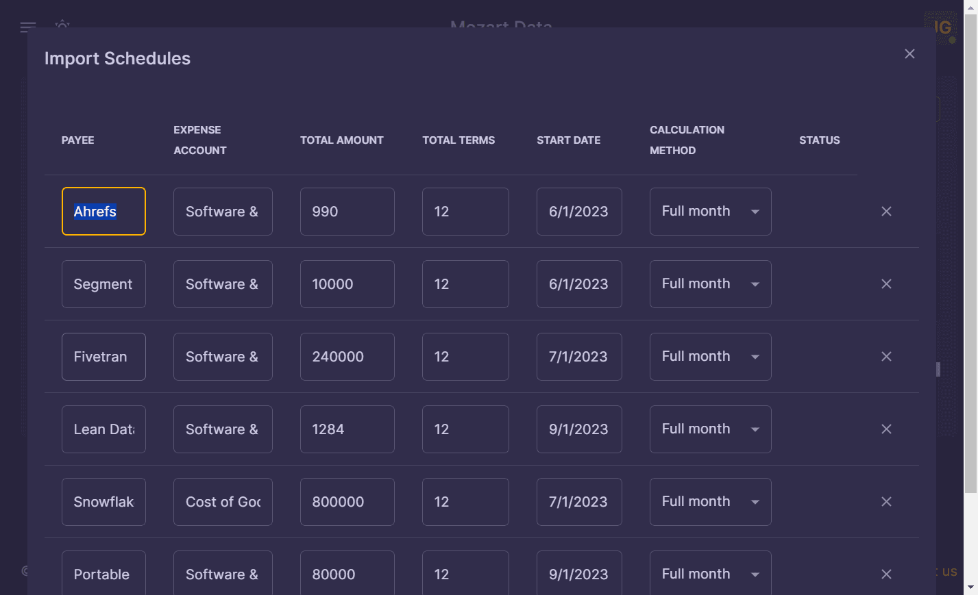 Screenshot showing Review the schedule
