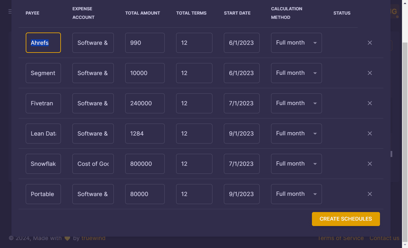 Screenshot showing Review the schedule