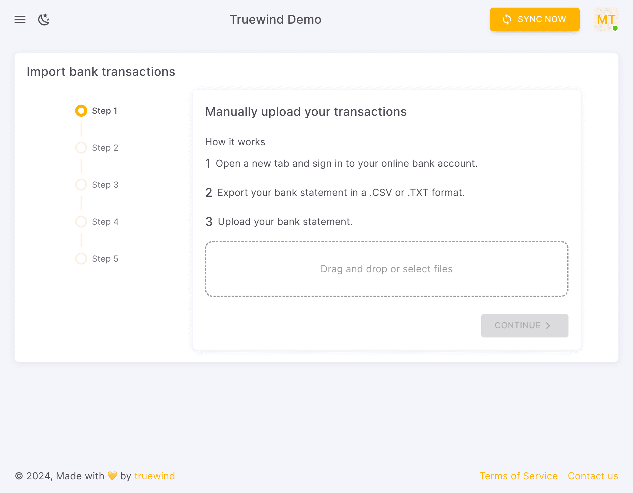 Screenshot showing Make sure your imported file is .csv or .txt