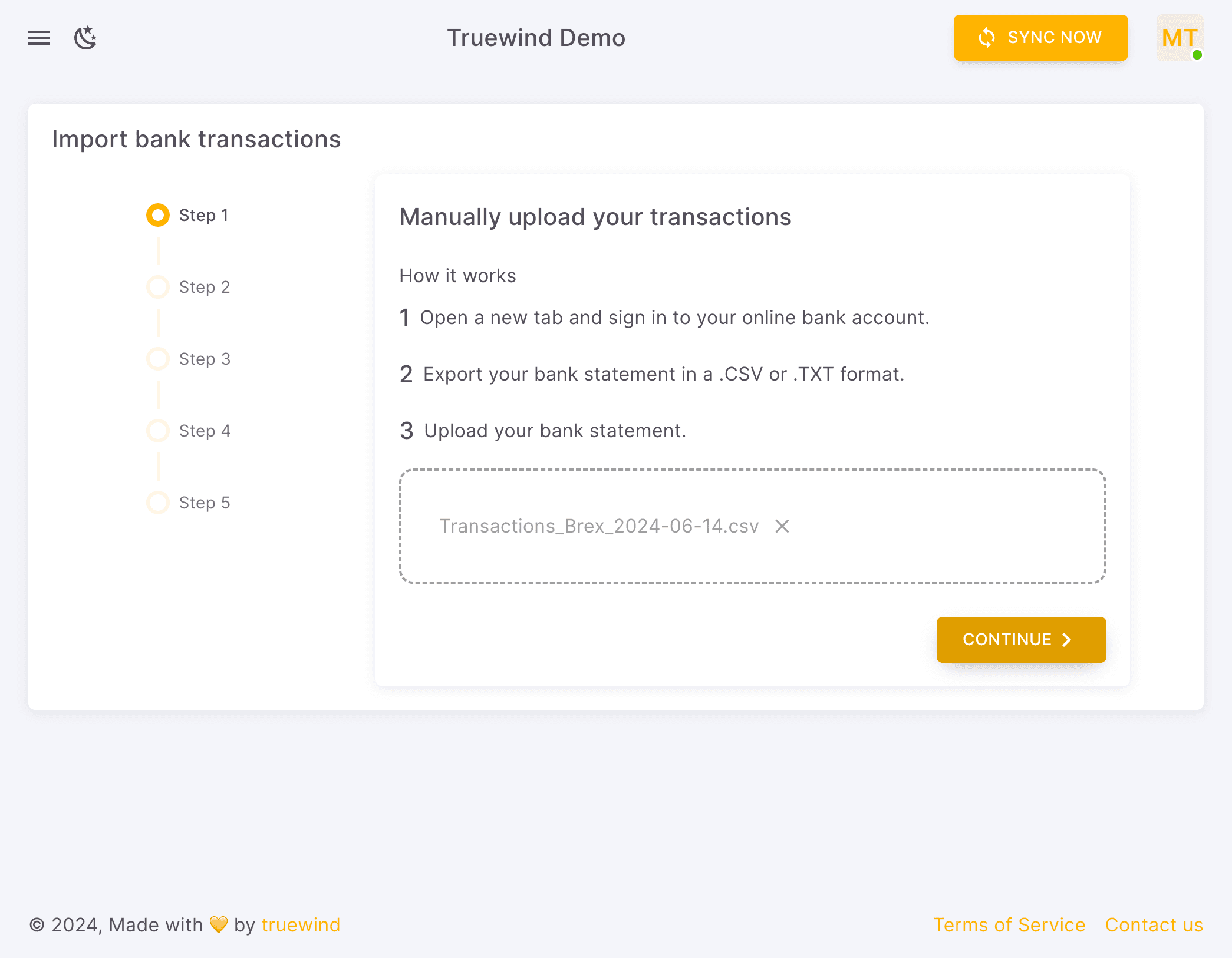 Screenshot showing Click CONTINUE