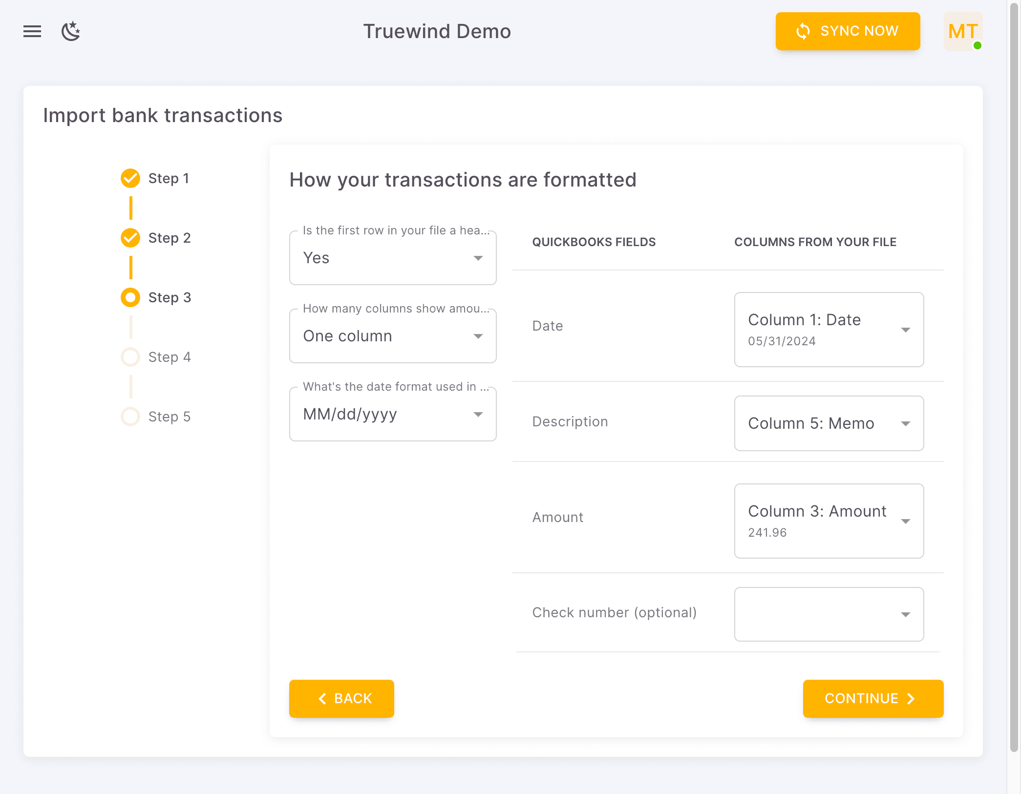 Screenshot showing All info below are all auto generated by Truewind from your uploaded .csv/.txt