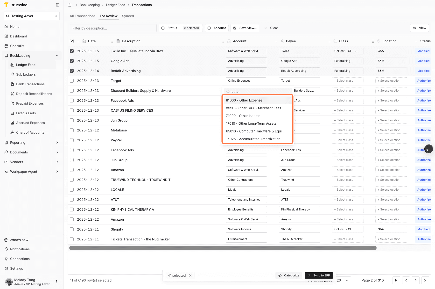 Screenshot showing the account picker in Ledger Feed.