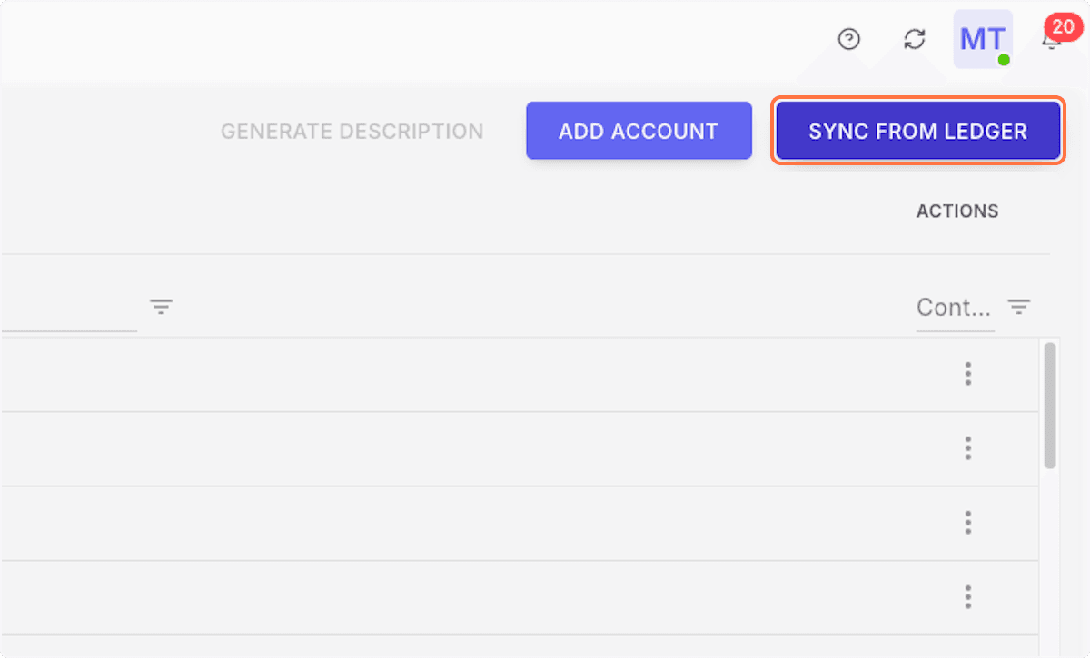 Screenshot showing Review the chart of accounts sync status