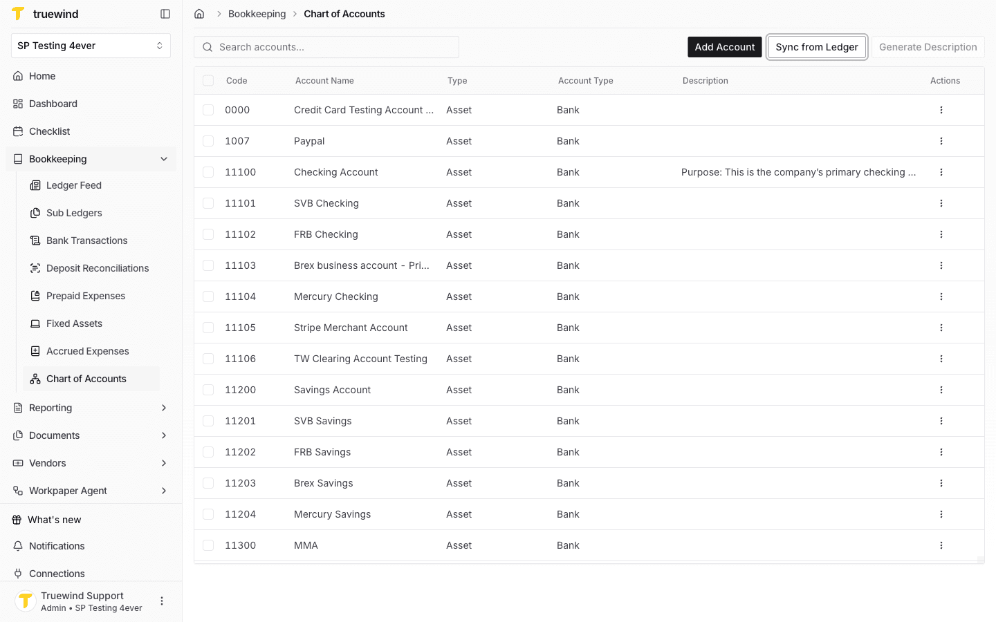 Screenshot showing Review the chart of accounts sync status