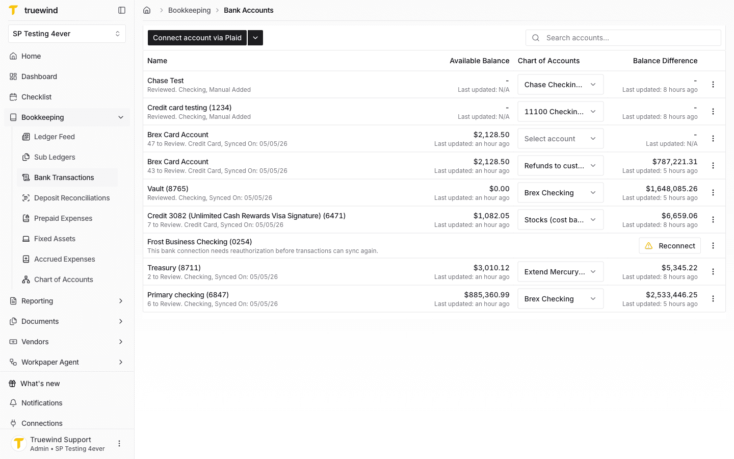 Screenshot showing verify your bank accounts and their mapping to ERP accounts from Chart of Accounts