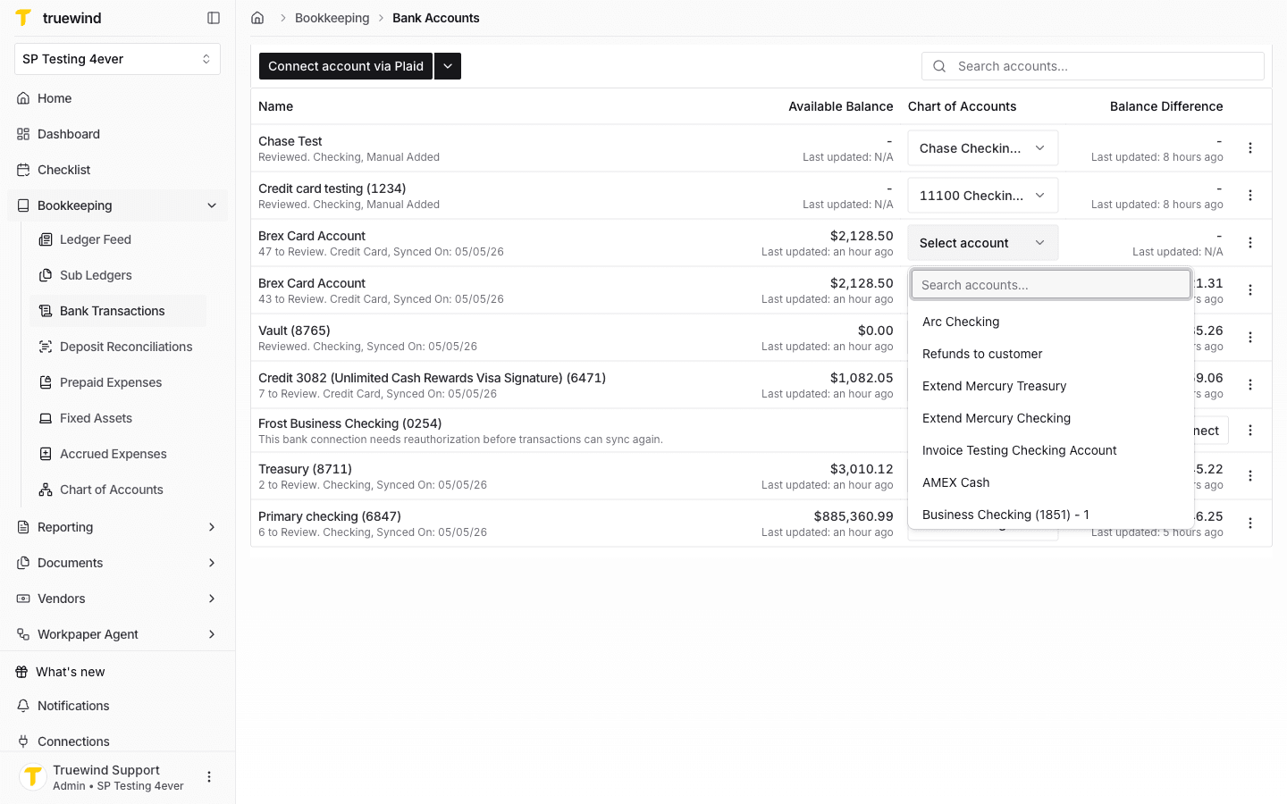 Screenshot showing Update the bank account mapping