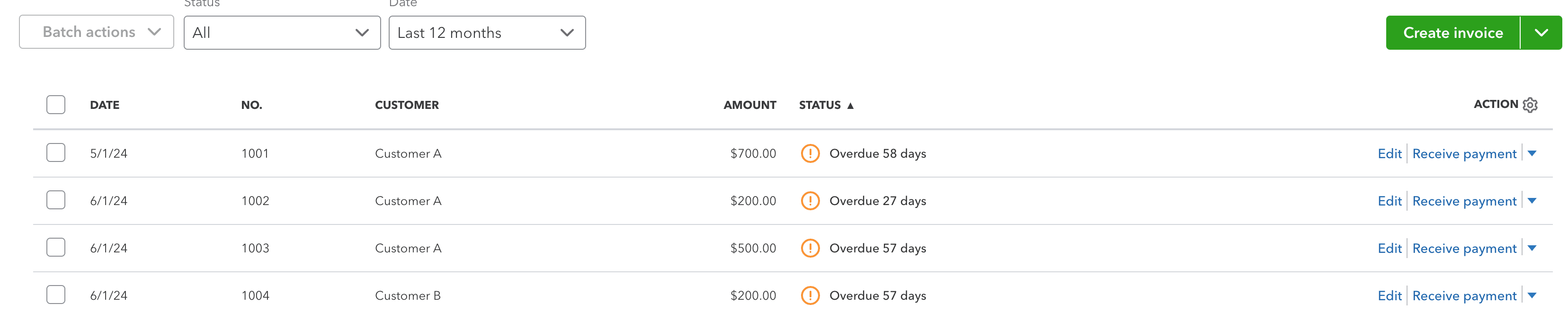 Screenshot showing Create invoices in QuickBooks