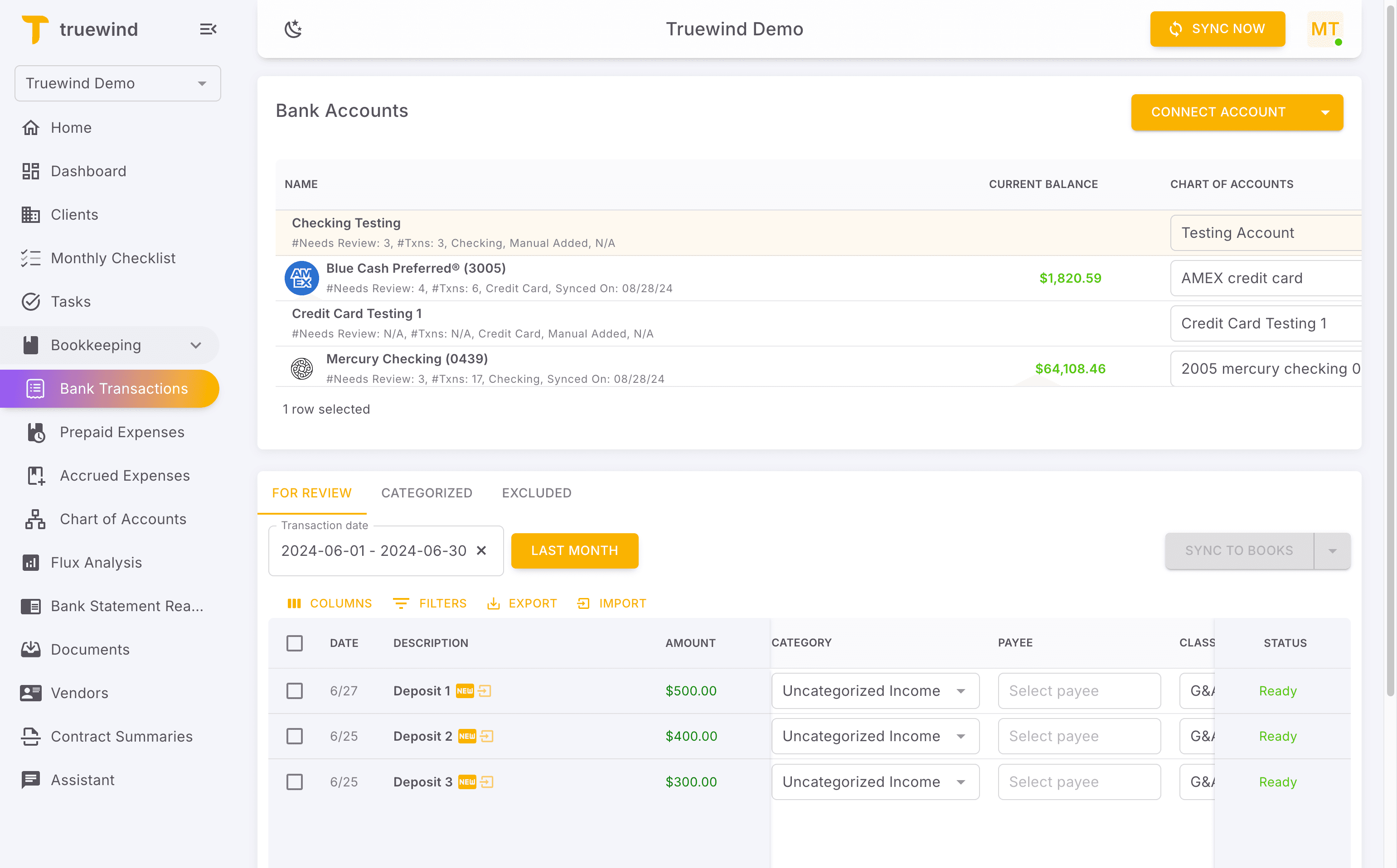 Screenshot showing Click Bank Transactions