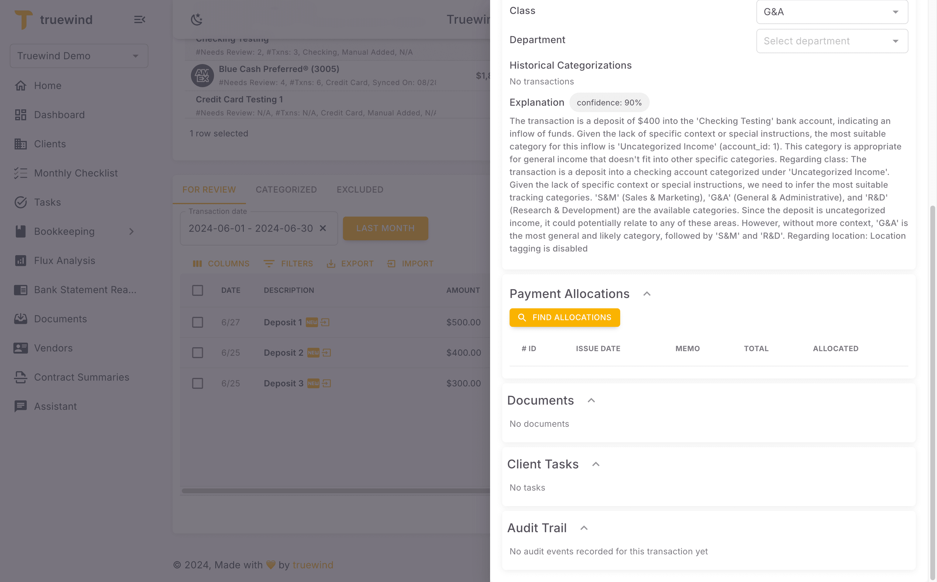 Screenshot showing Click transaction