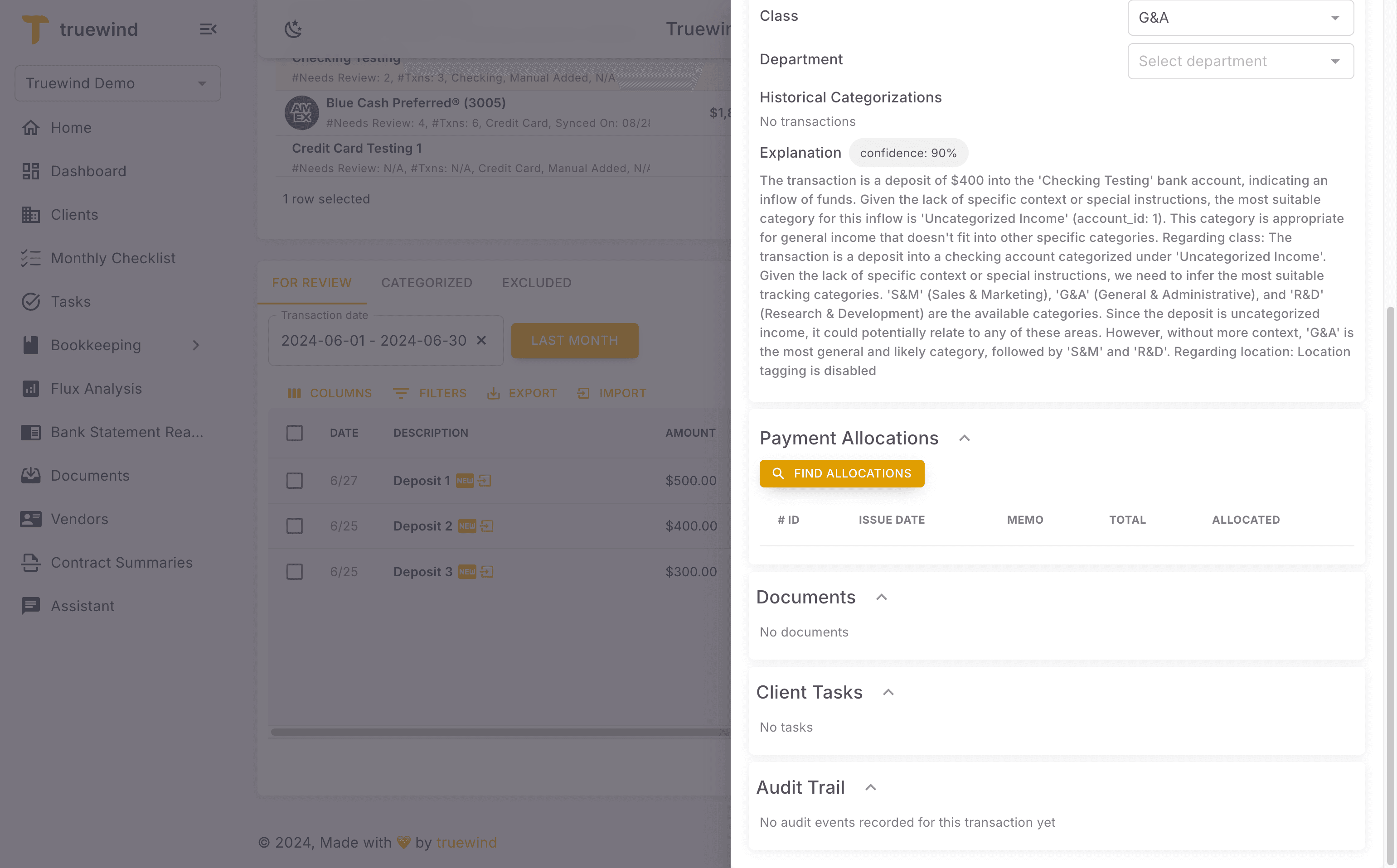 Screenshot showing Open Payment Allocations. Click on "FIND ALLOCATIONS"