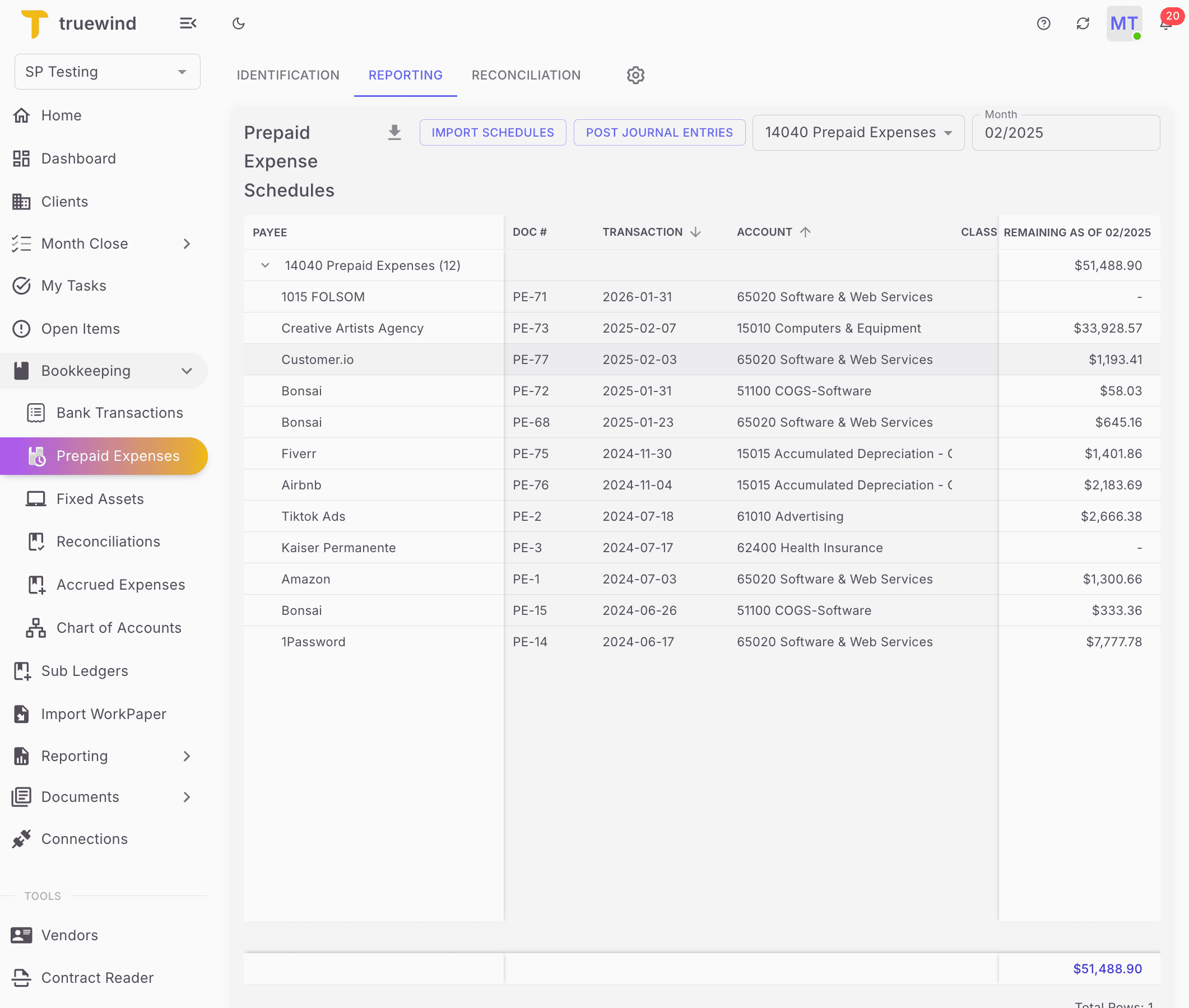 Screenshot showing Select Schedule