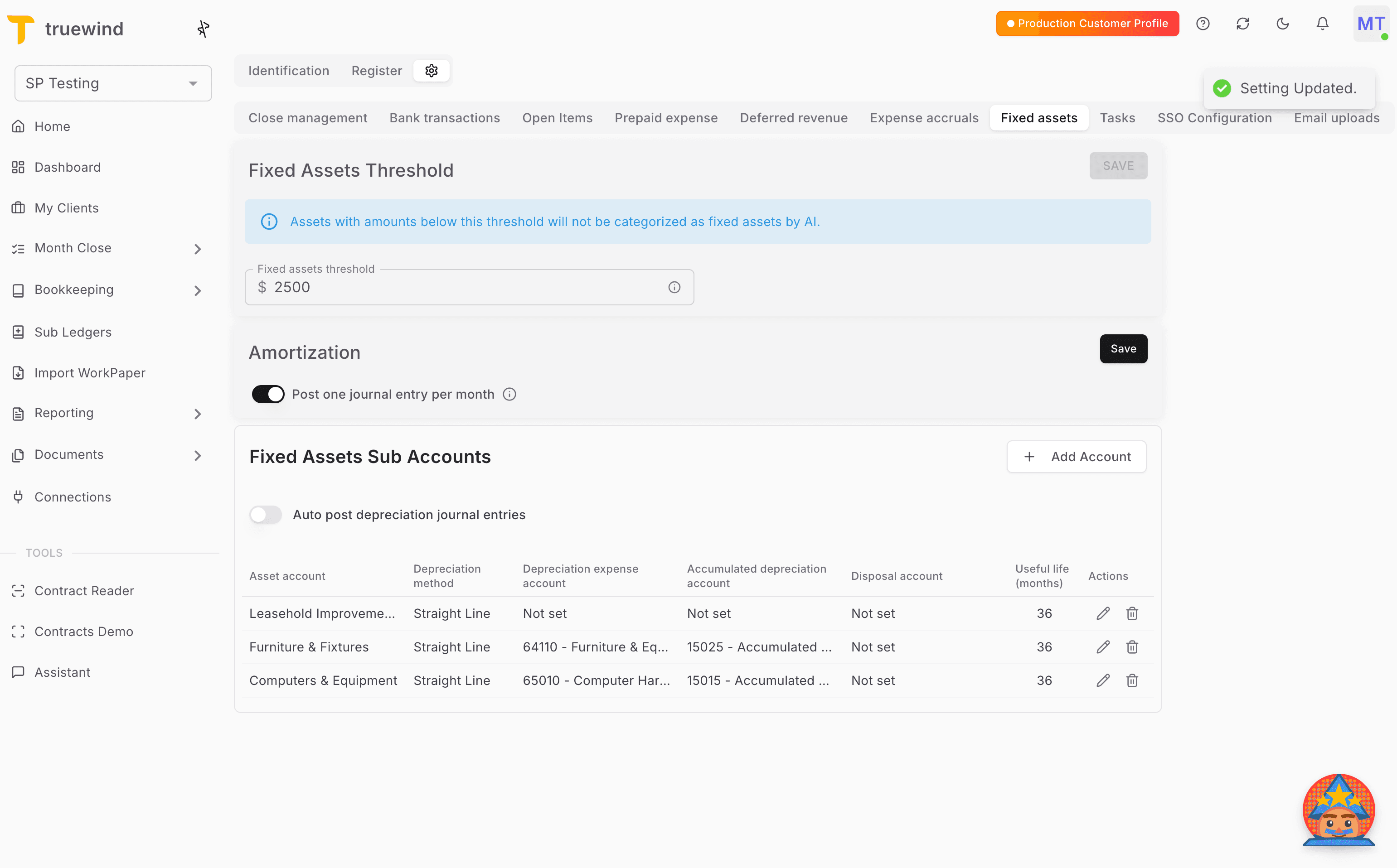 Screenshot showing Open Register