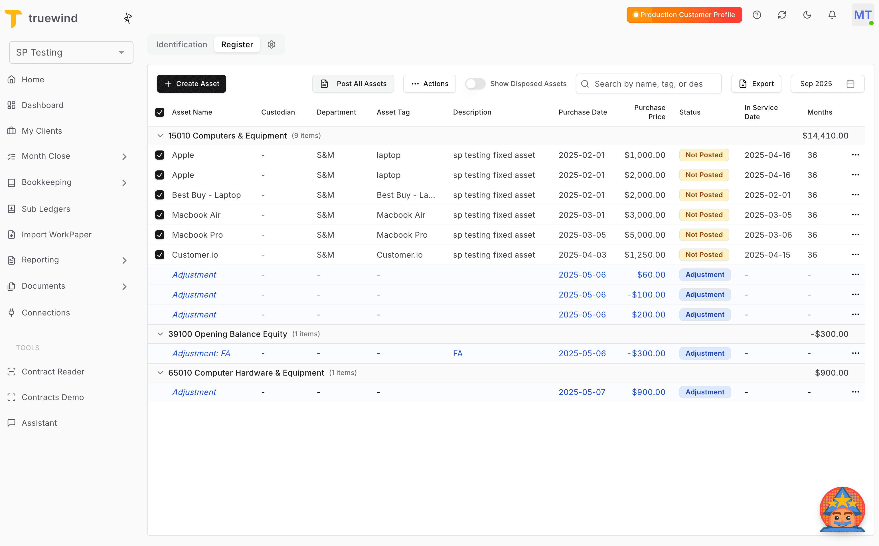 Screenshot showing Select Post All Assets