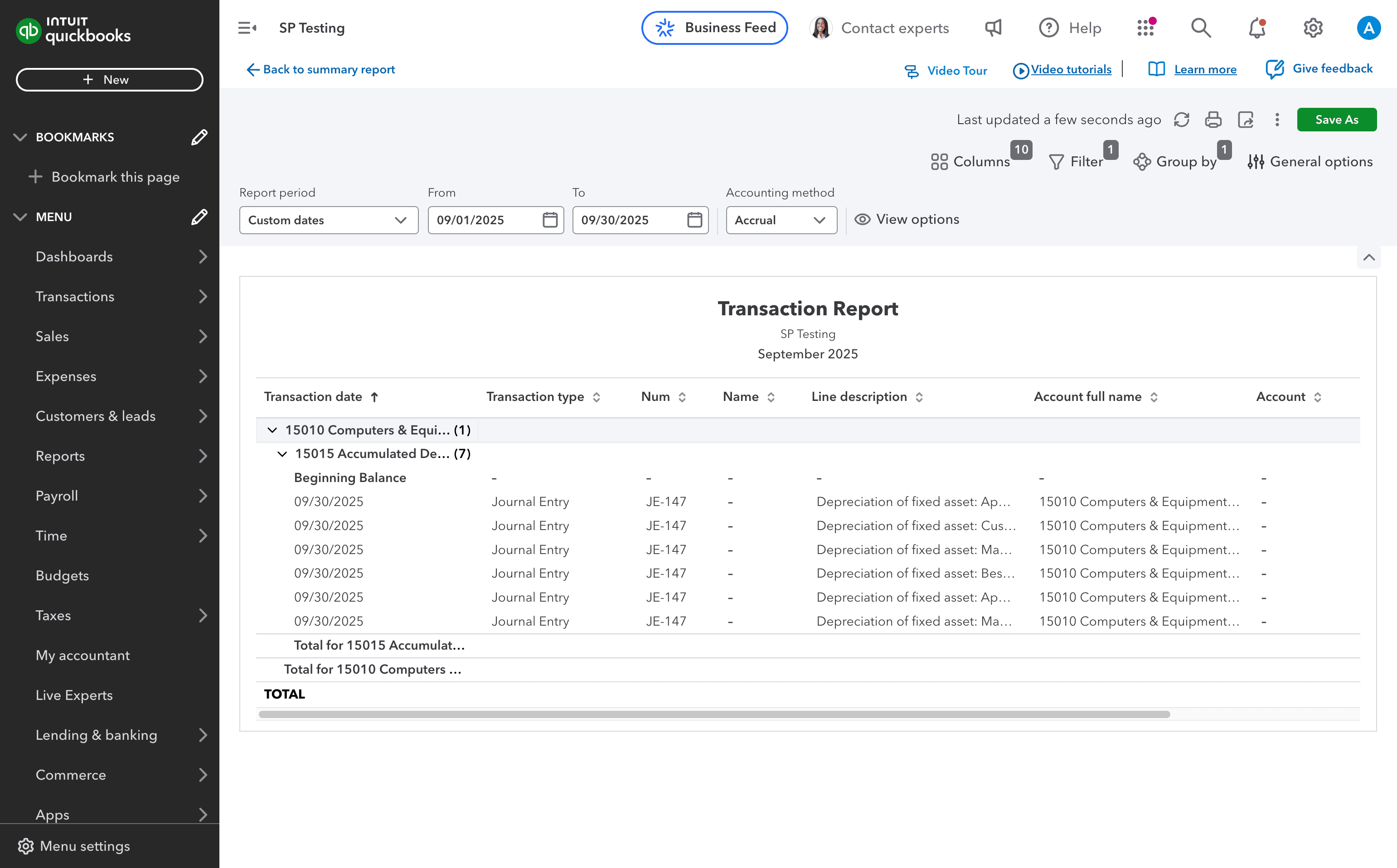 Screenshot showing Review the journal entry