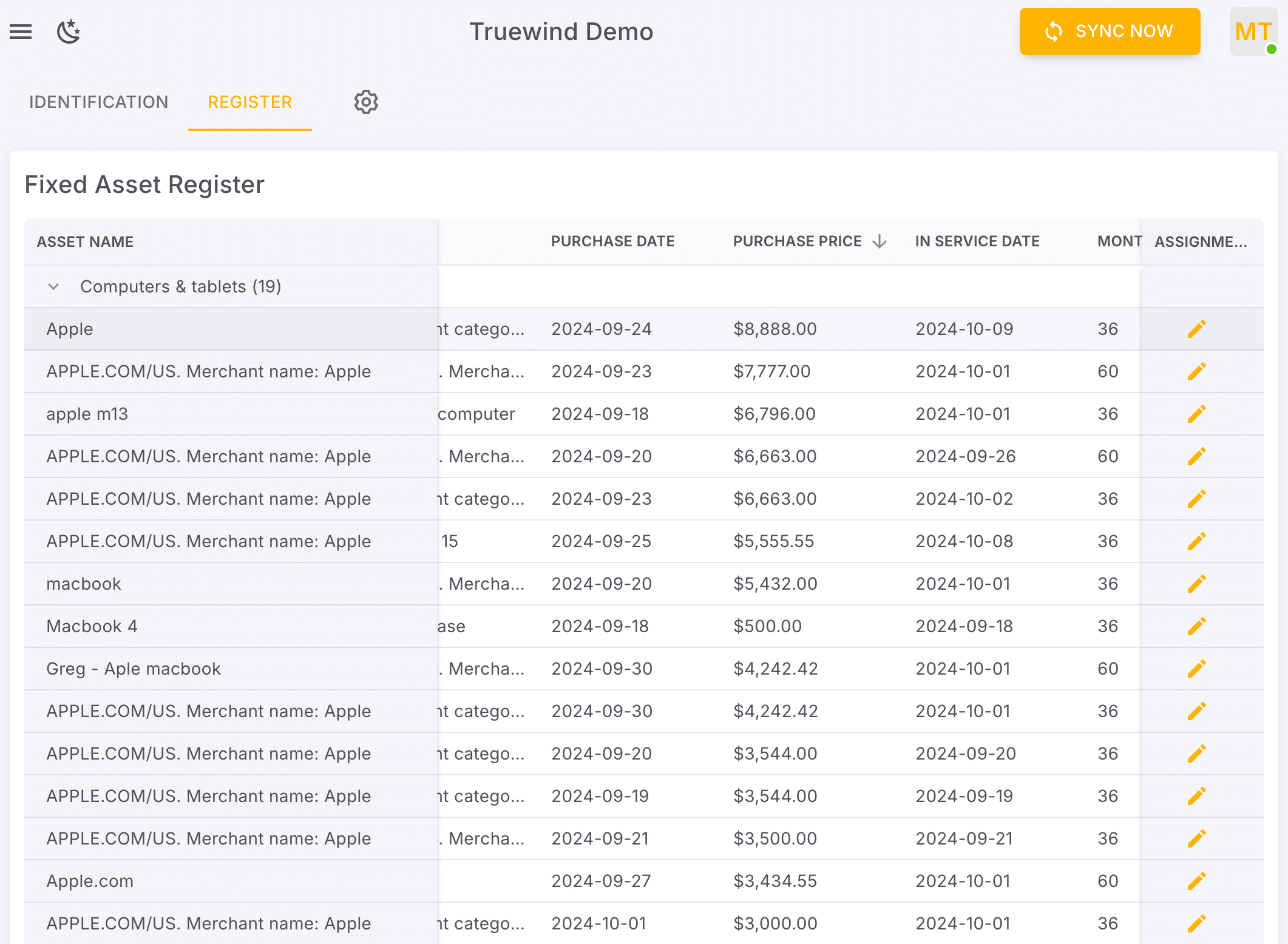 Screenshot showing Select Apple