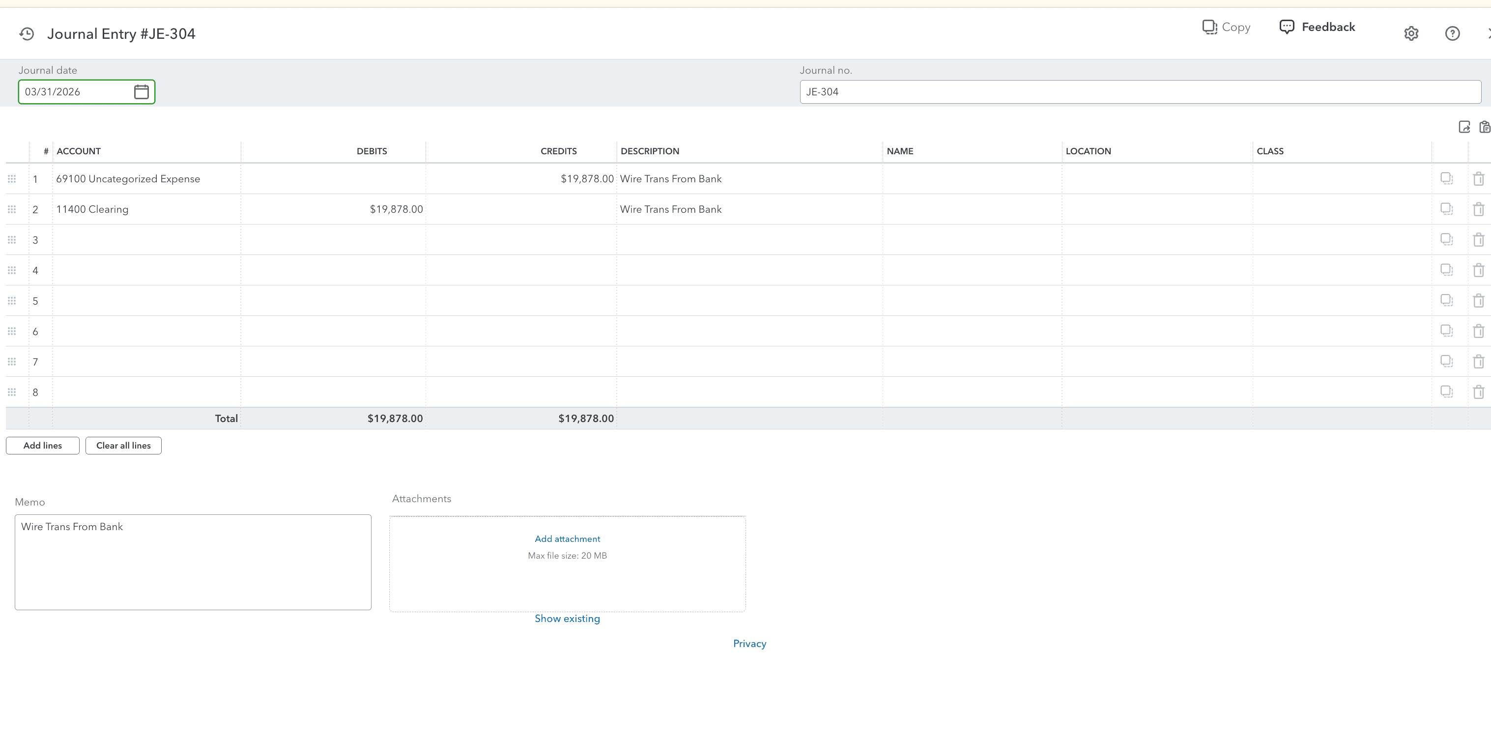 Screenshot showing a Journal Entry workpaper