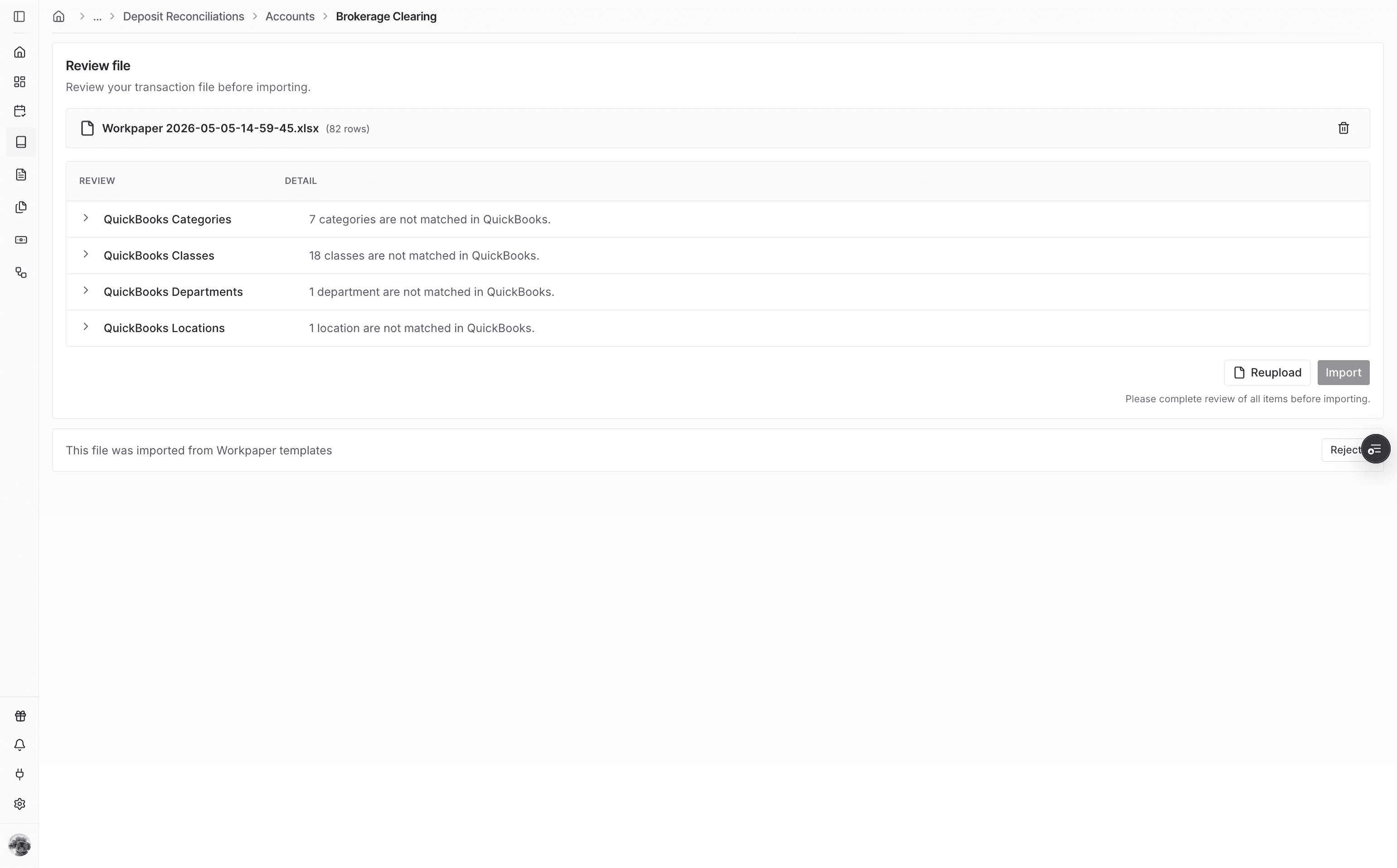 Screenshot showing the mapping review file